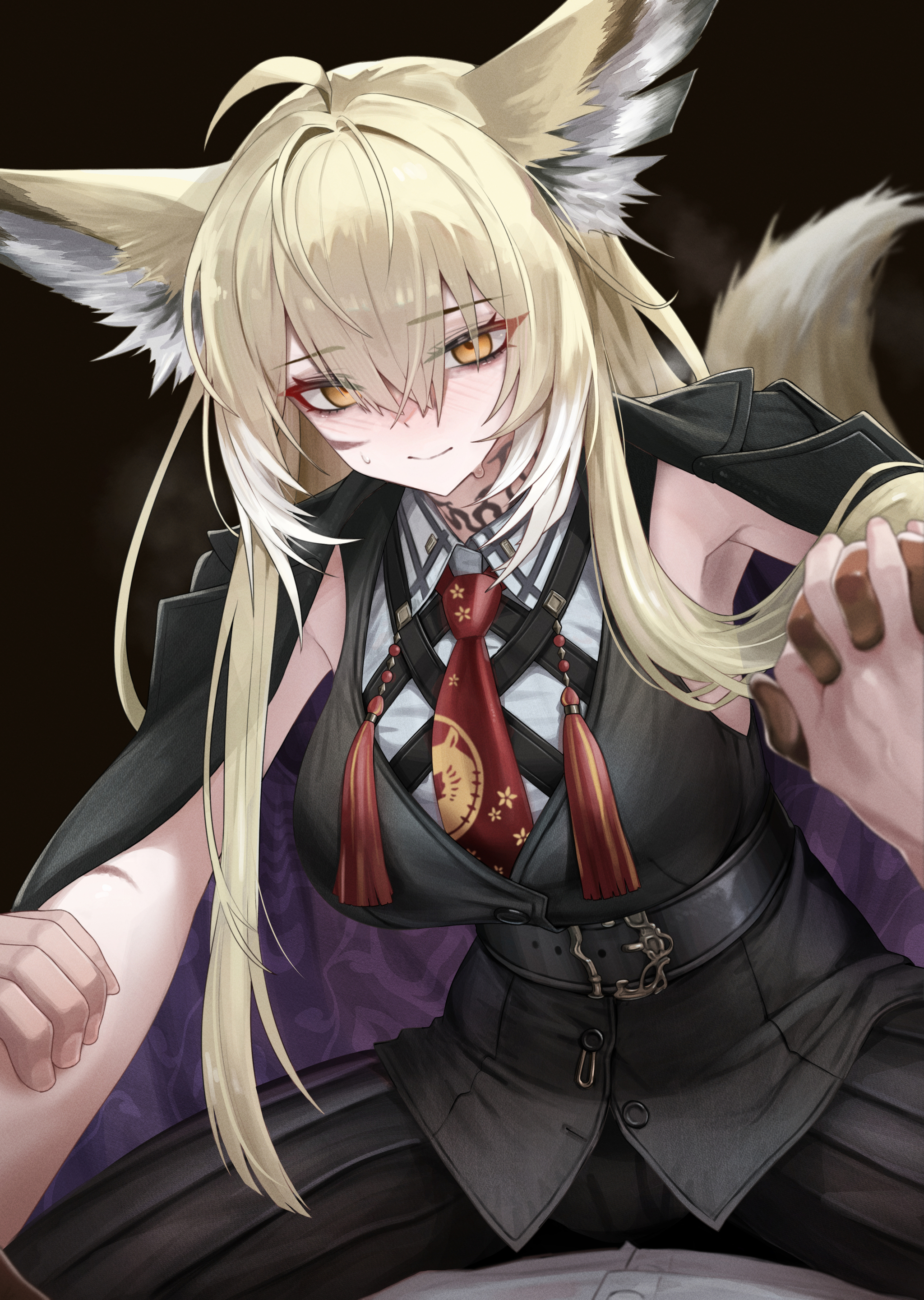 Ears - Anime art, Anime, Arknights, Vulpisfoglia (Arknights), Mildt, Animal ears, Tail, Holding hands