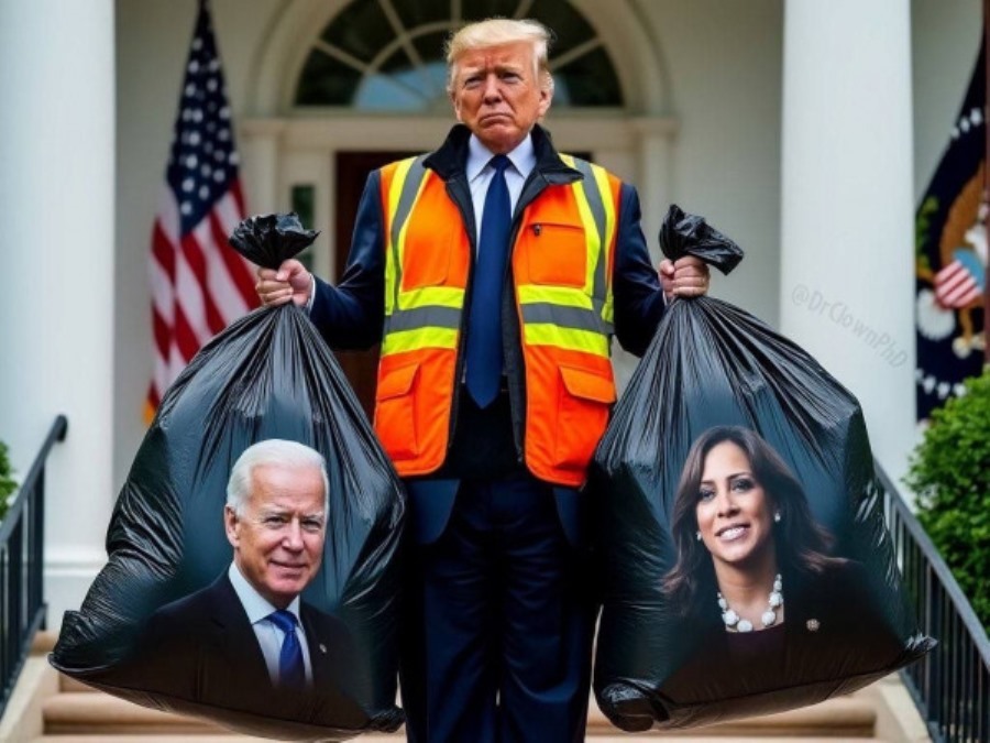 General cleaning - Irony, Humor, Picture with text, Hardened, Donald Trump, Joe Biden, Kamala Harris, Politics, Elections, USA