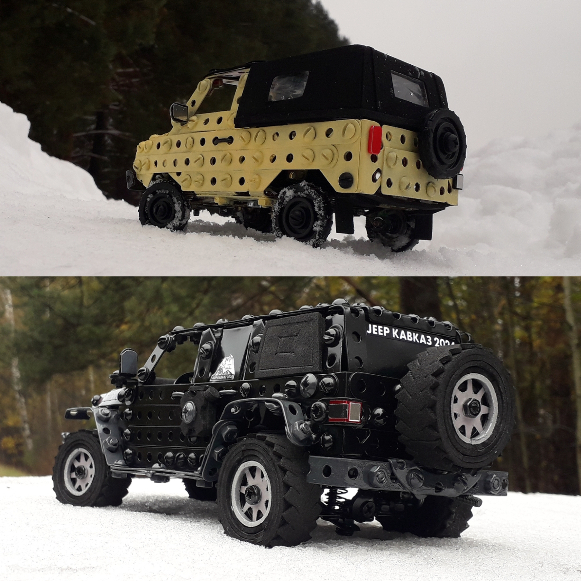 LuAZ-969M, Jeep Wrangler made of metal construction kit, wire, rubber and cardboard - My, Loise, SUV, Jeep, Jeep Wrangler, Modeling, 4x4