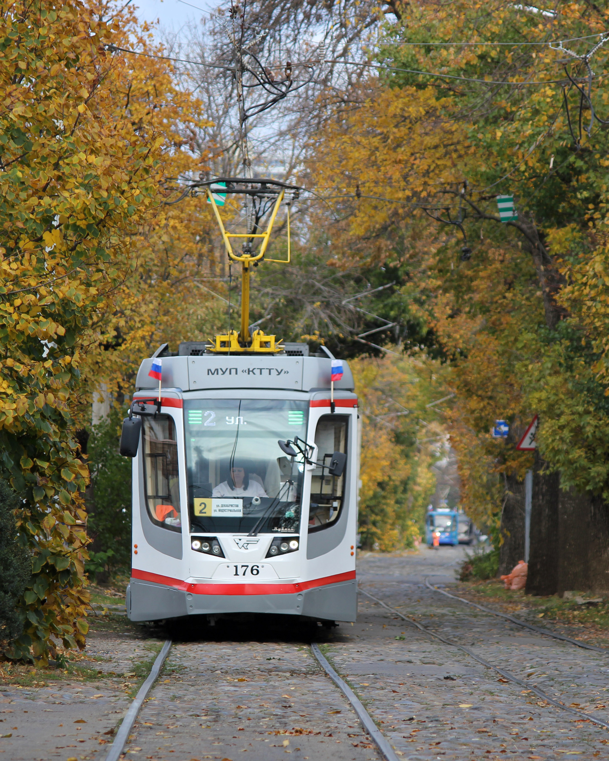 Continuation of the post Trams - My, Tram, Tram rails, The photo, Krasnodar, Electric transport, Ukvz, Roscosmos, Autumn, Reply to post, Longpost