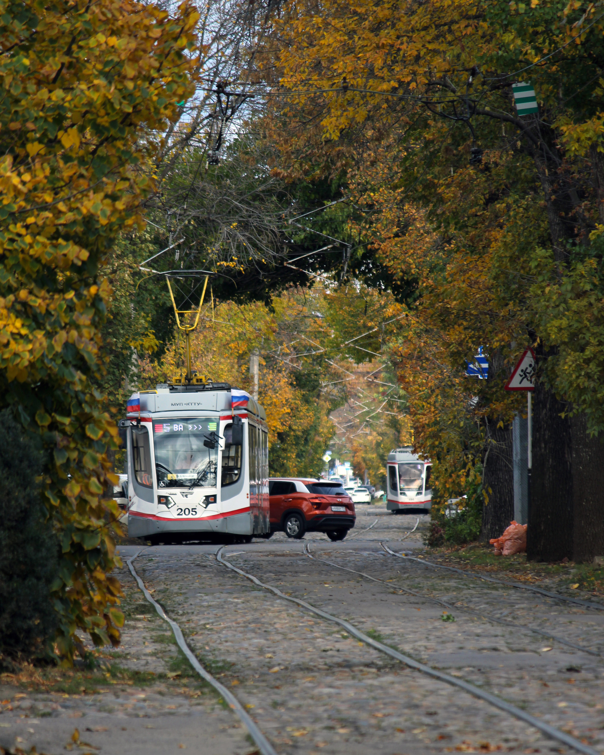 Continuation of the post Trams - My, Tram, Tram rails, The photo, Krasnodar, Electric transport, Ukvz, Roscosmos, Autumn, Reply to post, Longpost