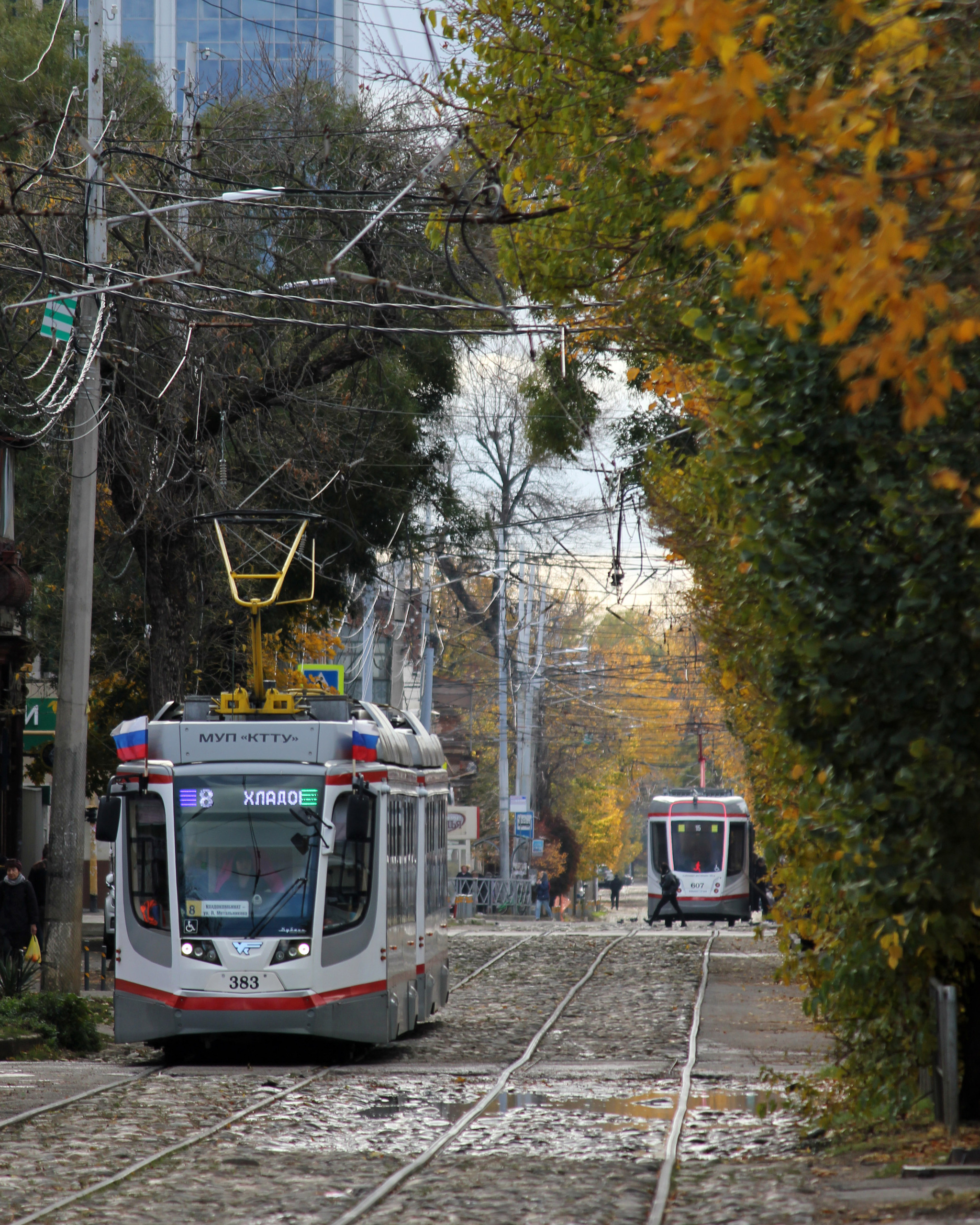 Continuation of the post Trams - My, Tram, Tram rails, The photo, Krasnodar, Electric transport, Ukvz, Roscosmos, Autumn, Reply to post, Longpost