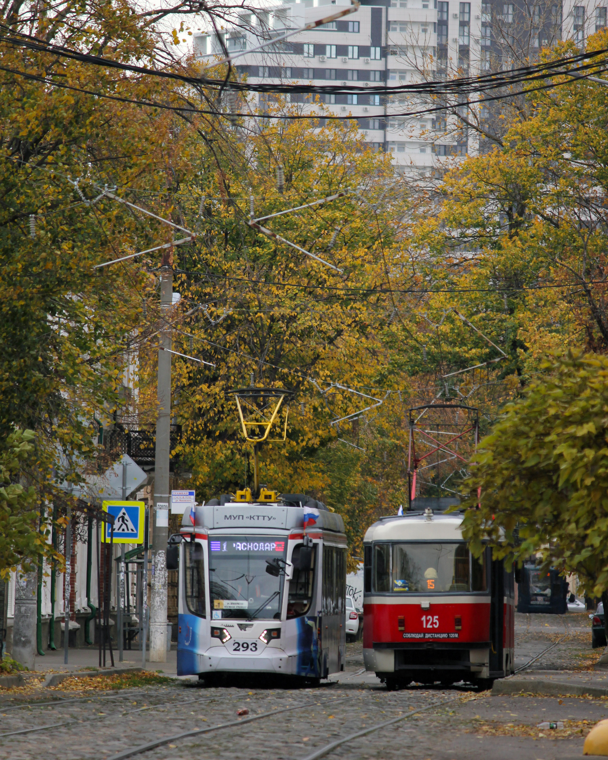 Continuation of the post Trams - My, Tram, Tram rails, The photo, Krasnodar, Electric transport, Ukvz, Roscosmos, Autumn, Reply to post, Longpost