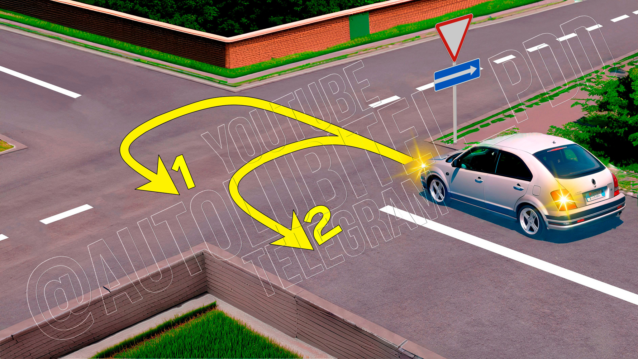 Which of the trajectories is allowed to make a U-turn at an intersection? - My, Traffic rules, Gai, Driver, Rules, Auto