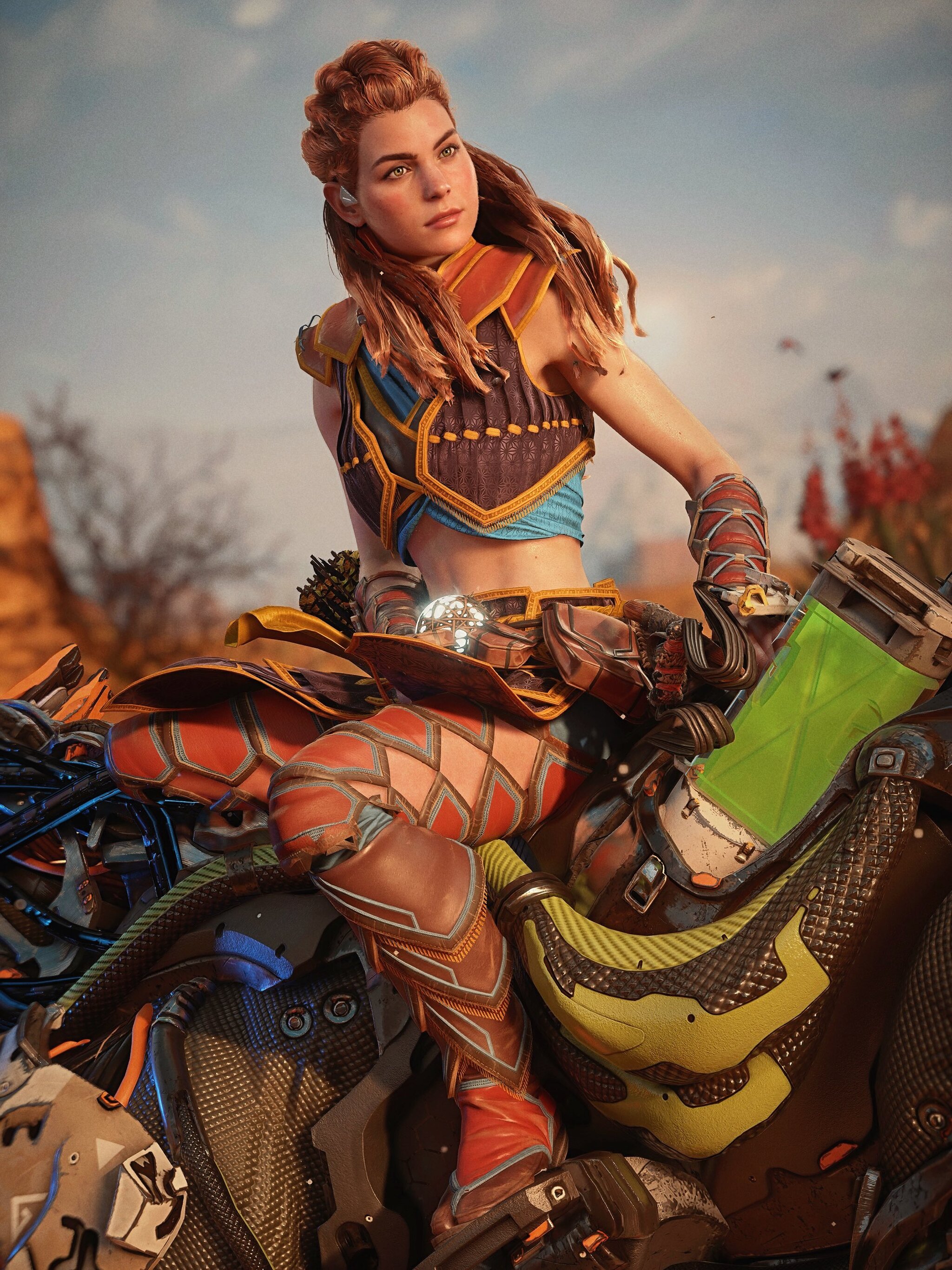 Элой - Арт, 3D, Игры, Horizon Zero Dawn, Horizon forbidden west, Элой, Девушки, Скриншот, Фотография, Фоторежим, Природа, Постапокалипсис, Длиннопост