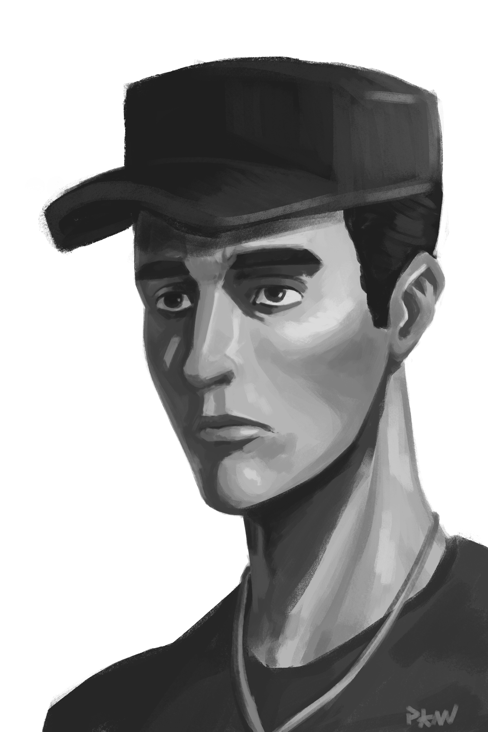 Portrait/Sketch of a Human. Study of Anatomy - My, Art, Digital drawing, Education, Portrait, Black and white, Sketch, Team Fortress 2, Longpost