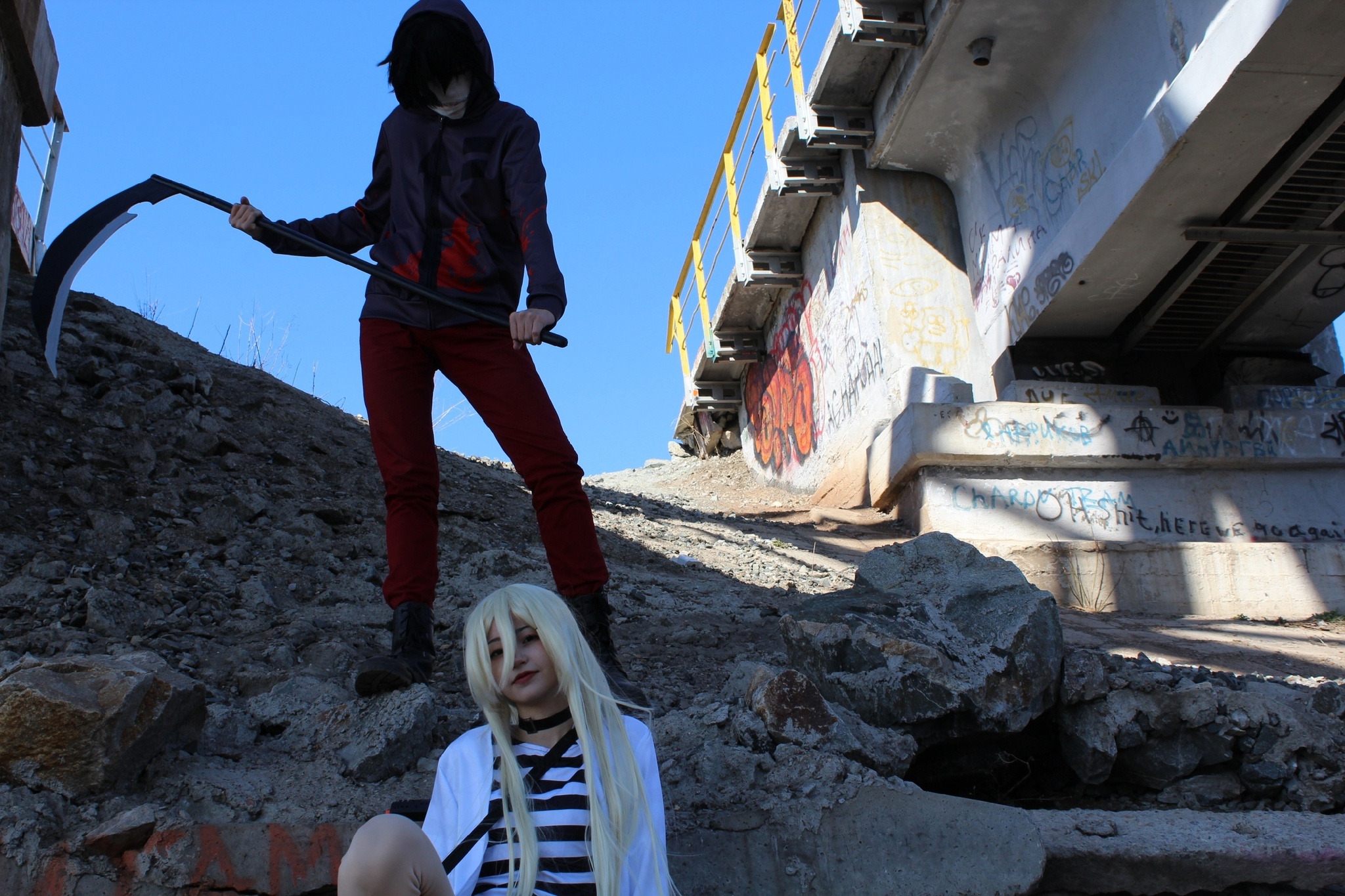 A very old and spontaneous cosplay of the anime Angel of Bloodshed - My, Anime, Cosplay, Cosplayers, Costume, PHOTOSESSION, Fashion model, Longpost, Satsuriku no Tenshi, Rachel Gardner, Isaac Foster