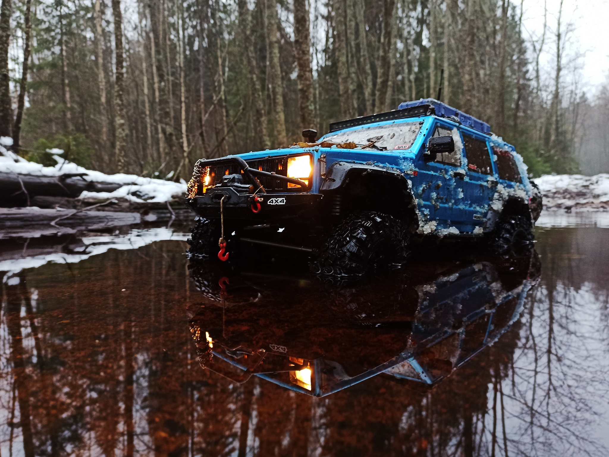 R/C Cherokee EMOX2 off road in mud & snow test Jeep 4x4 club - My, Radio controlled models, Hobby, The photo, Toys, Travels, Drive, Longpost