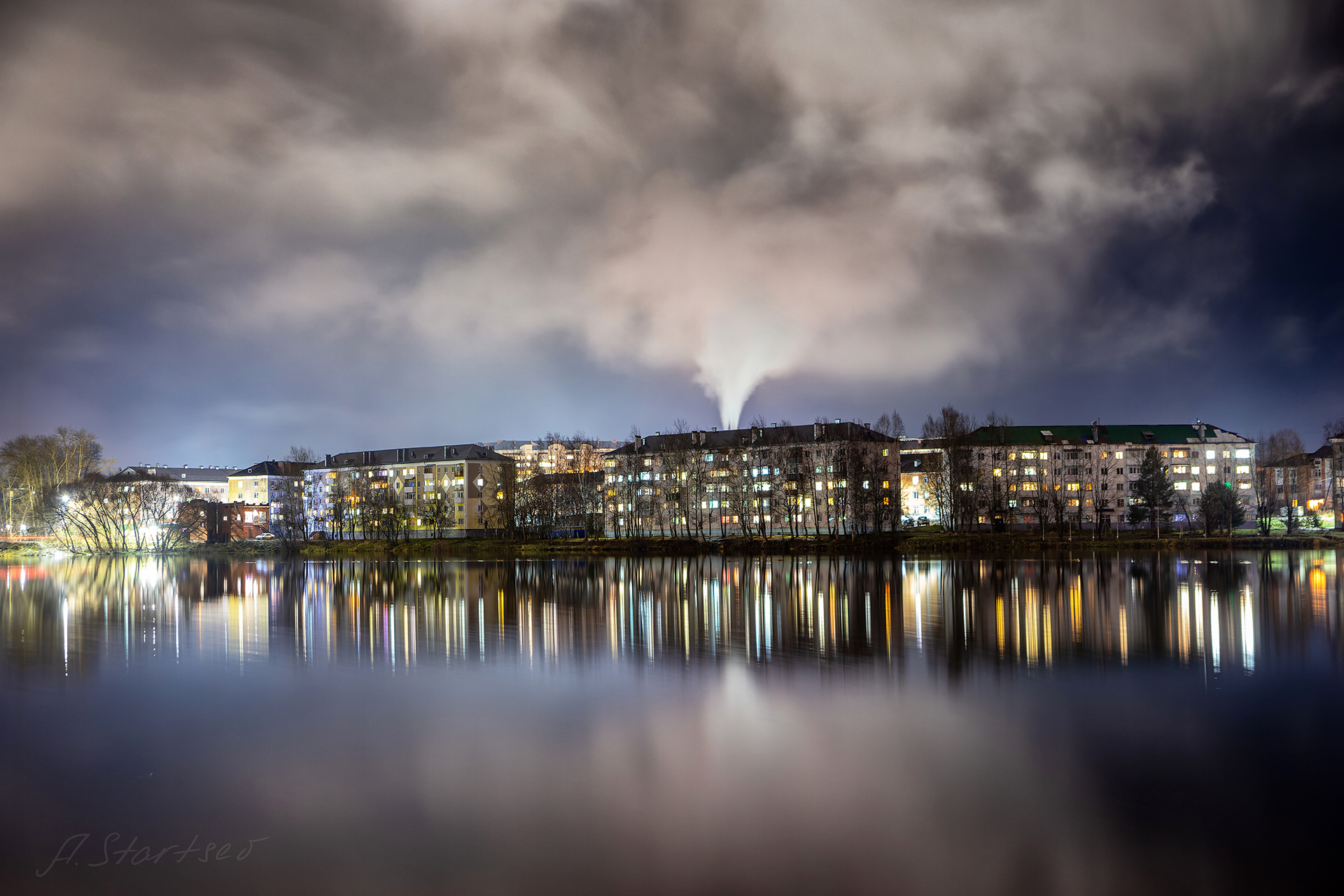 Evening Lysva - My, Landscape, Perm Territory, Night, The photo, Lysva, Evening, Pond, Reflection, Longpost