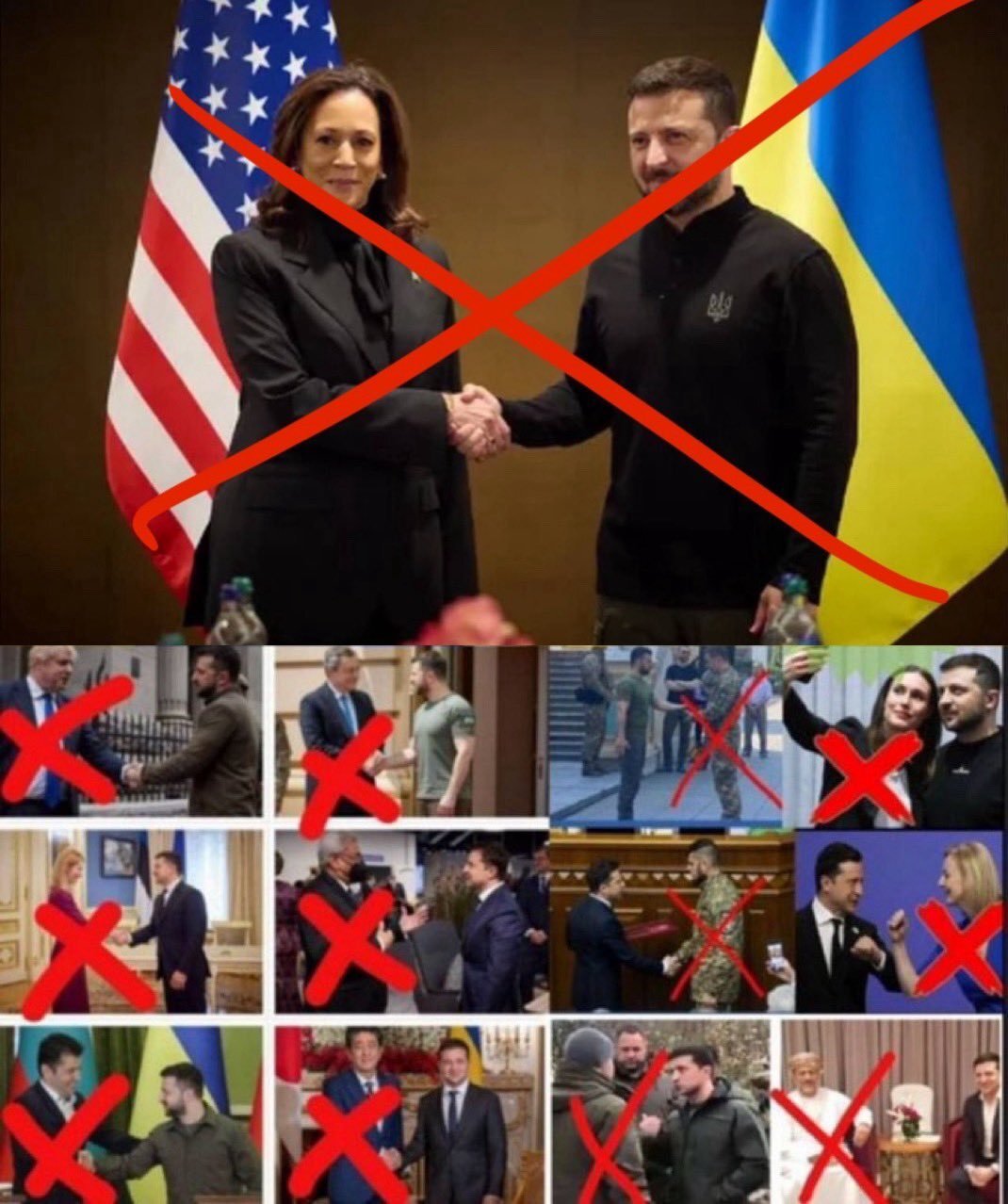 Reply to the post Come on, goodbye - Vladimir Zelensky, Kamala Harris, Politics, Handshake, Hardened, Curse, Humor, Reply to post, A wave of posts