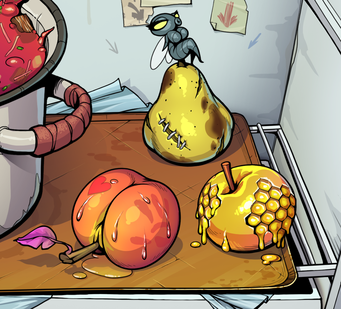 Fruit Dilemma! Which of the magical fruits deserves to be part of the soup? What do you think? :) [Souper Game] - My, Инди, Indie game, Computer games, Clicker, Gamedev, Soup, Unity, Indiedev, 90th, 1990, Erotic, Hand-drawn erotica