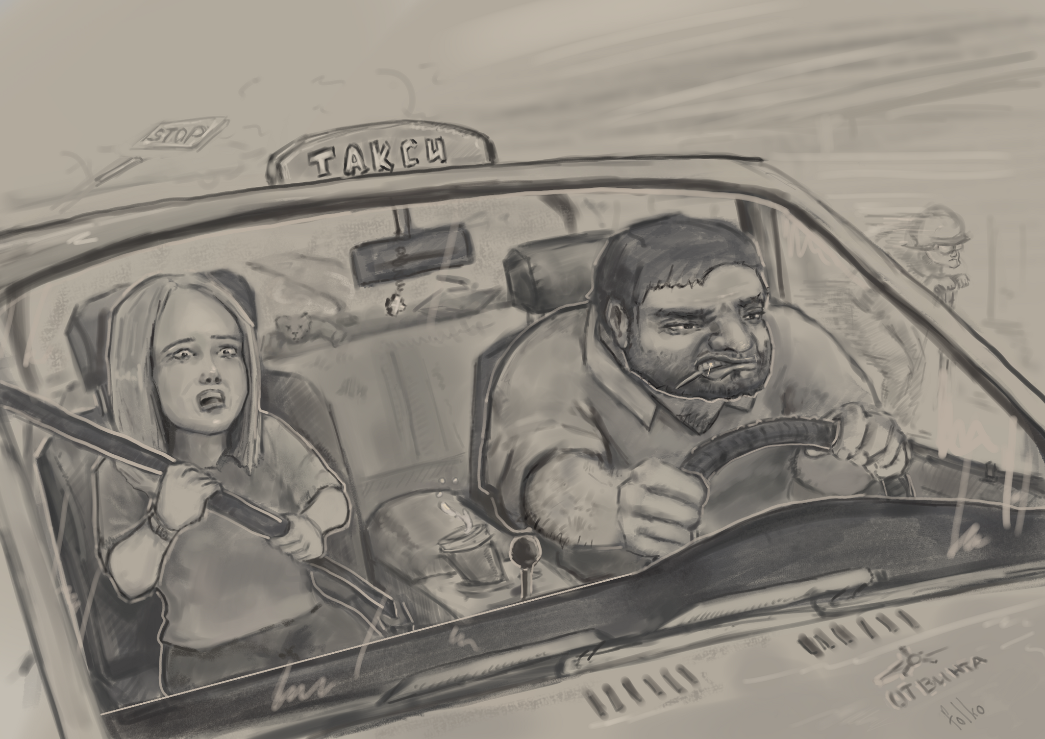 Funny taxi - My, Characters (edit), Art, Digital drawing, Chat room, Telegram (link)