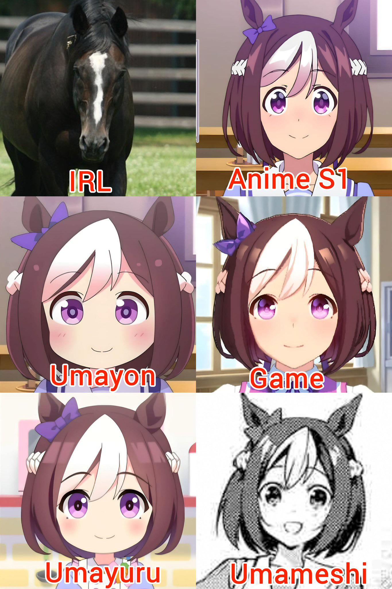 Different versions of Special Week - Anime, Mobile games, Uma musume pretty derby, Special Week, Animal ears, Comparison