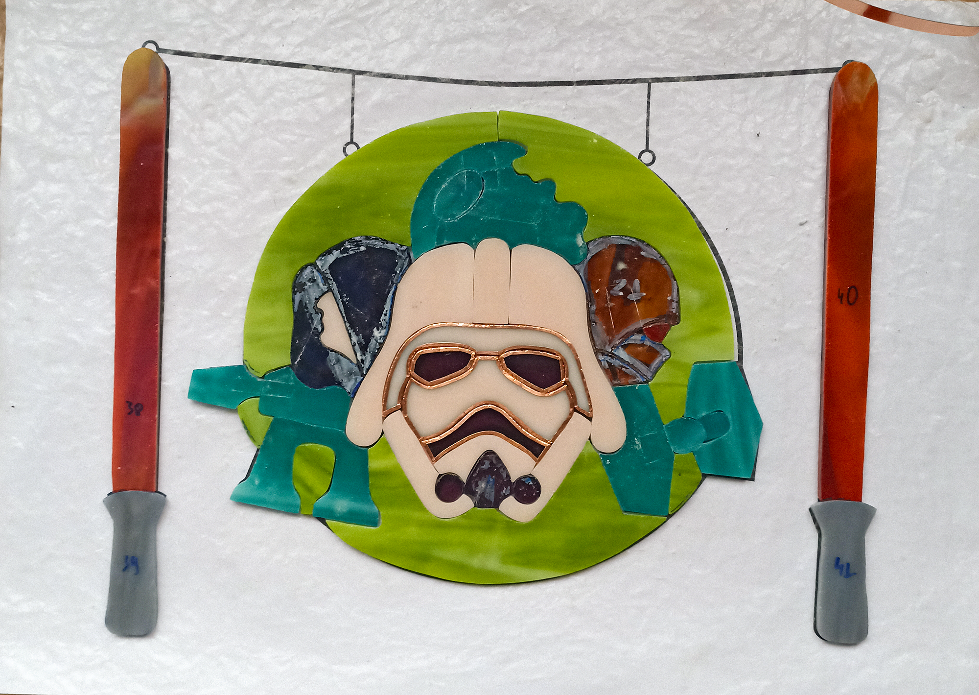 My Imperial Stained Glass Window Based on Star Wars - My, Stained glass, Stained glass window by Tiffany, Hobby, Creation, Crafts, With your own hands, Handmade, Longpost, Needlework with process, Decor, Star Wars, Empire, Darth vader, Emperor Palpatine, Star Wars stormtrooper, Miss