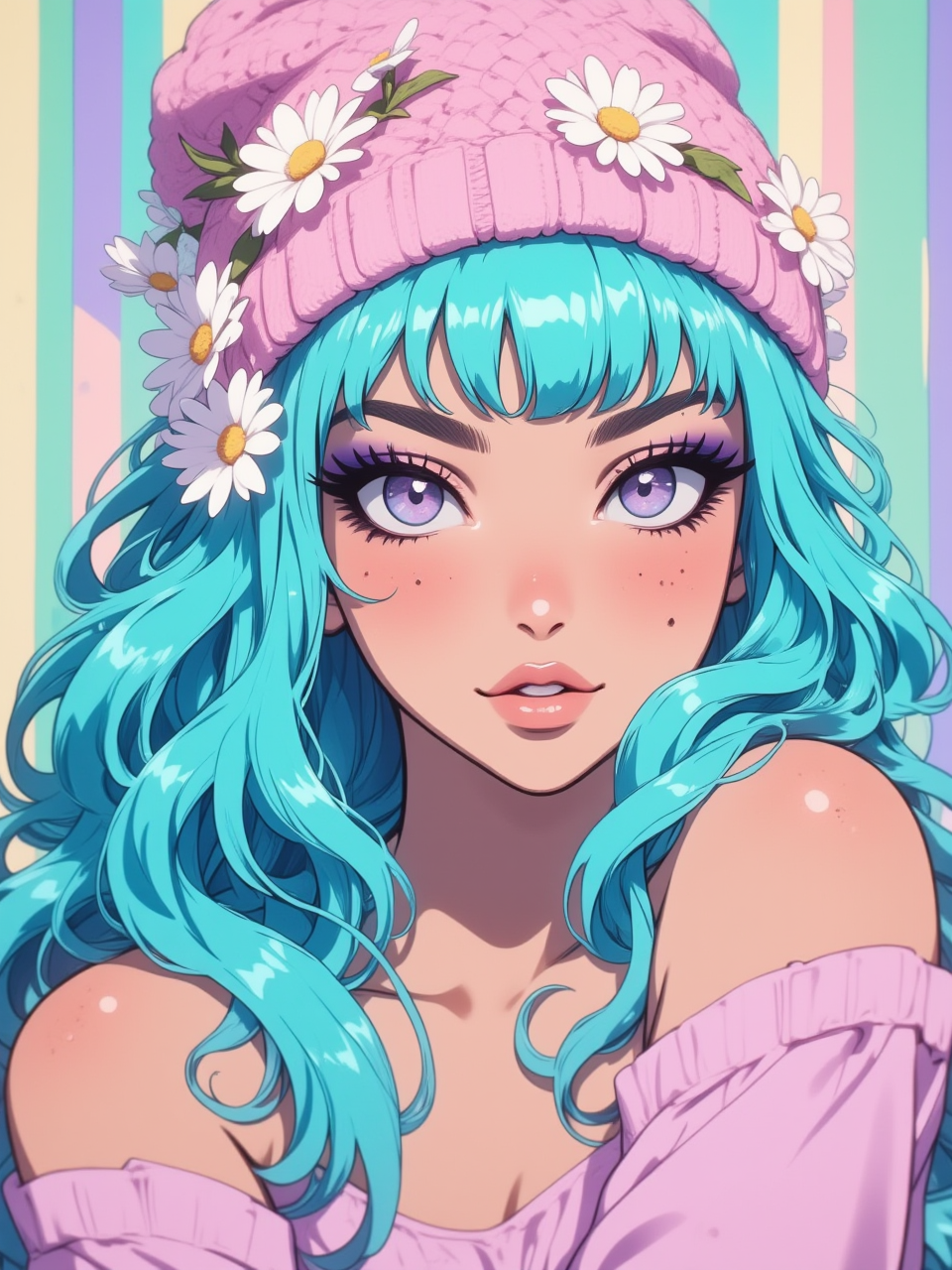 Neurotyanki #87 - My, Anime, Anime art, Neural network art, Flux, Original character, Нейронные сети, Stable diffusion, Girls, Colorful hair, Longpost