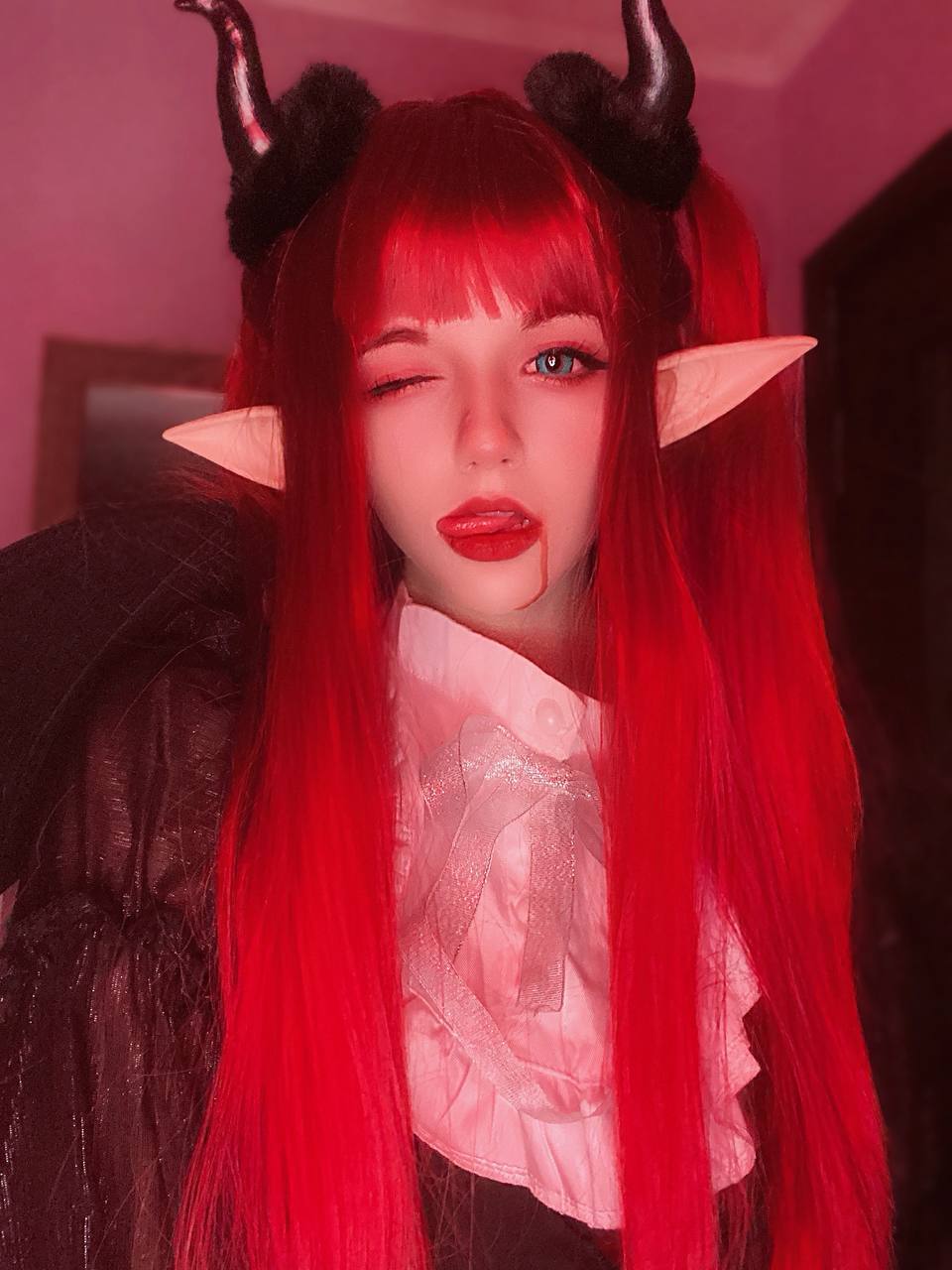 Homemade Rizu-Kyun Cosplay - My, Cosplay, Anime, Cosplayers, Girls, Kawaii, Marin Kitagawa, Succubus, Sono Bisque Doll wa Koi wo Suru, Girl with Horns, Elves, Demoness, Demon, Colorful hair, Longpost