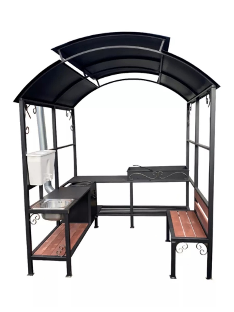 Gazebo-barbecue Family-8 with a washstand it's time to light up - Brazier, Shashlik, Metal products, Male, Manufacturing, Workshop, Leather products, Welding, Longpost