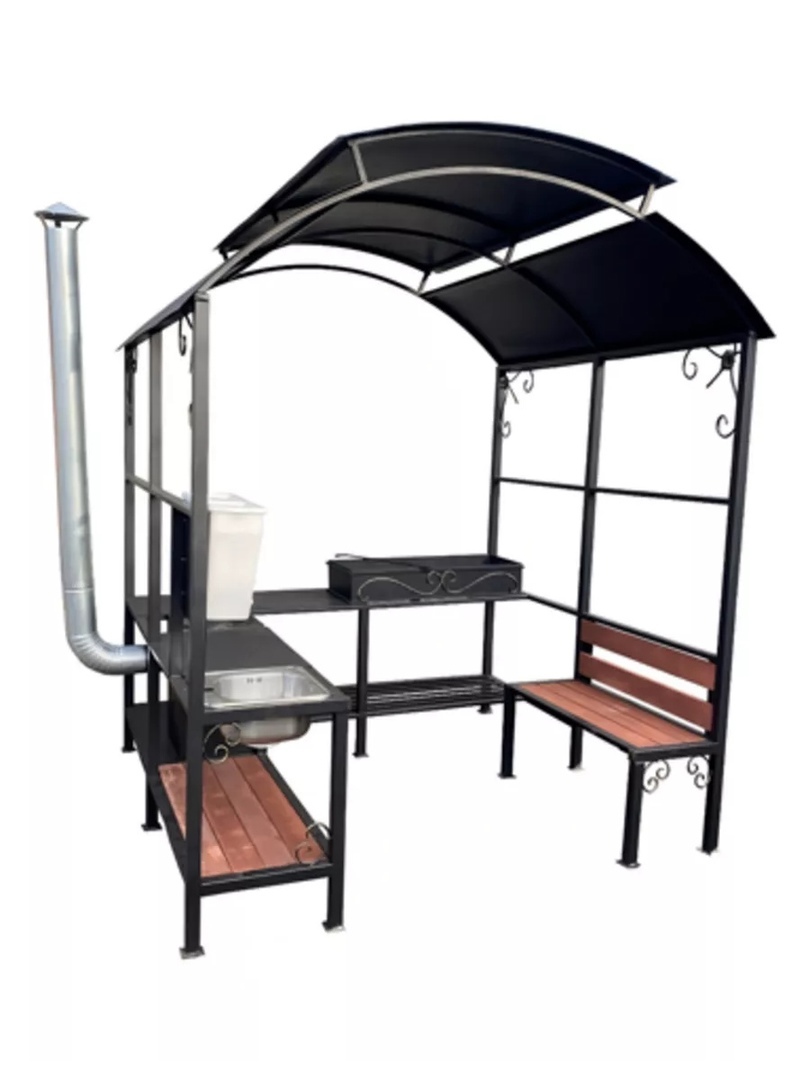 Gazebo-barbecue Family-8 with a washstand it's time to light up - Brazier, Shashlik, Metal products, Male, Manufacturing, Workshop, Leather products, Welding, Longpost