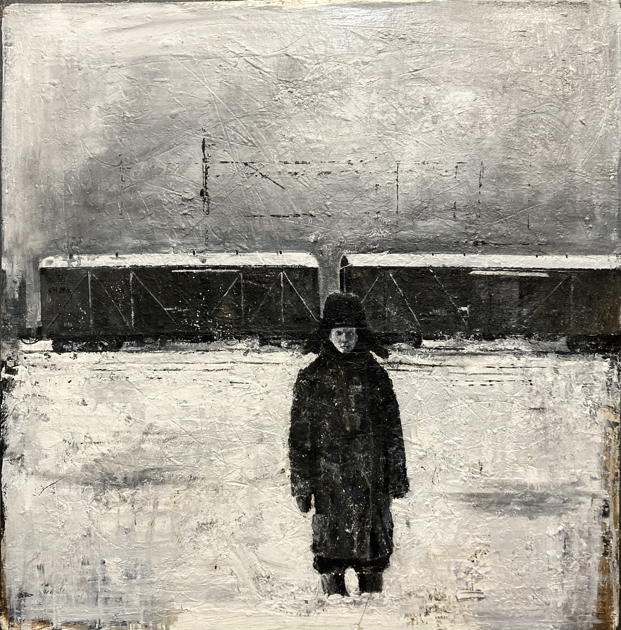 MondayBoard/oil.75x75 cm - My, Butter, Painting, Railway