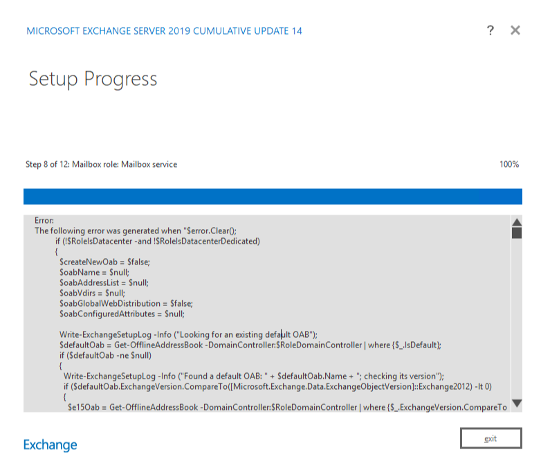 Error installing Exchange 19 CU14 - Microsoft Exchange, System administration, Help, Longpost