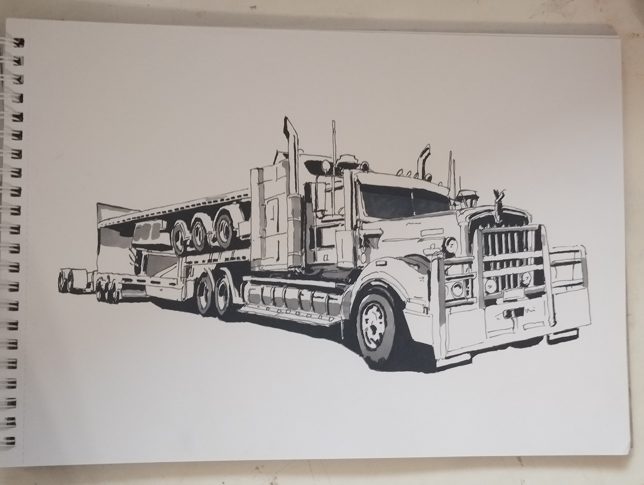 Kenworth Truck - Моё, Авто, Грузовик, Искусство, Самоучка, Художник, Рисование, Акварель, Длиннопост