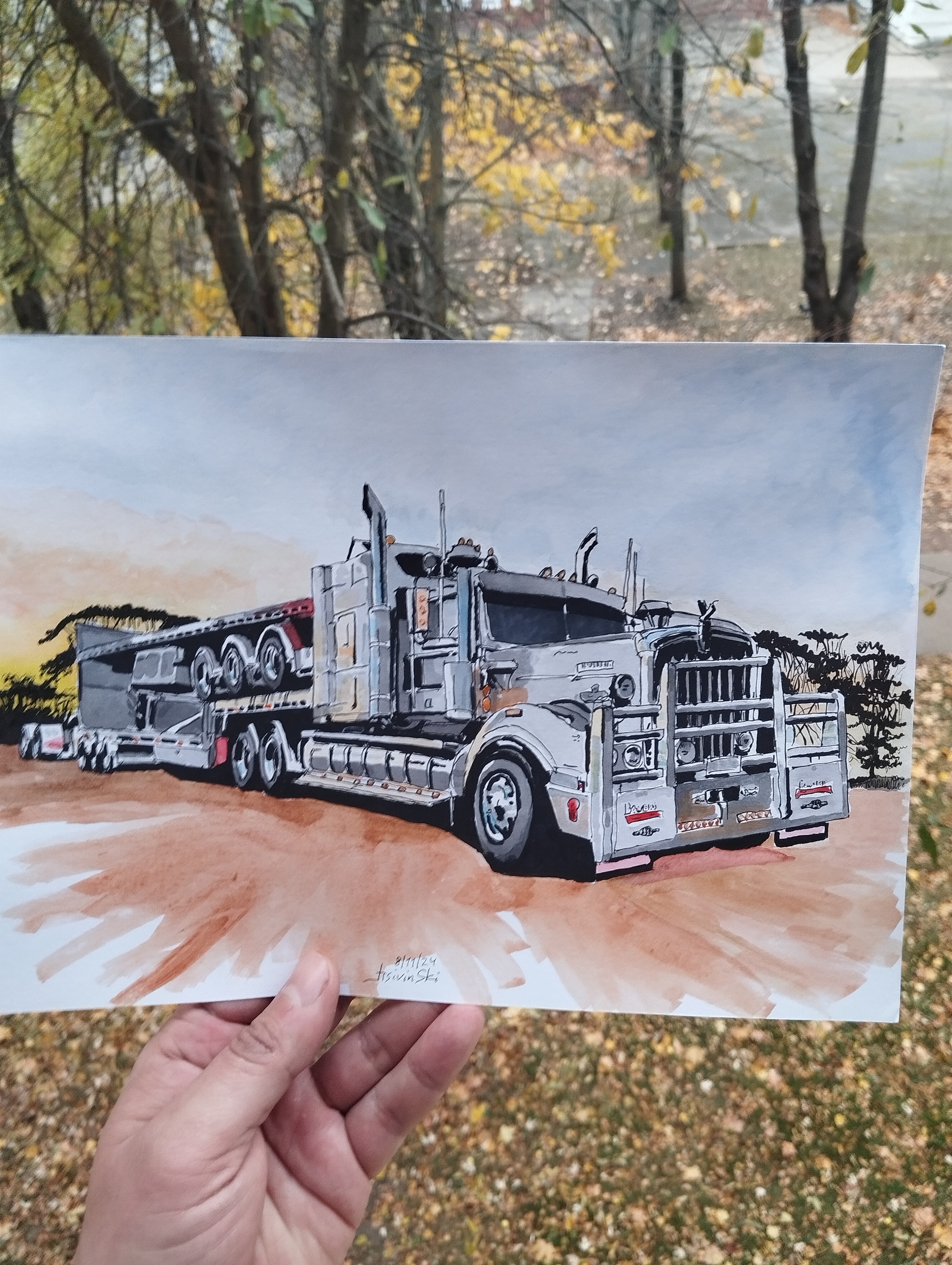 Kenworth Truck - Моё, Авто, Грузовик, Искусство, Самоучка, Художник, Рисование, Акварель, Длиннопост