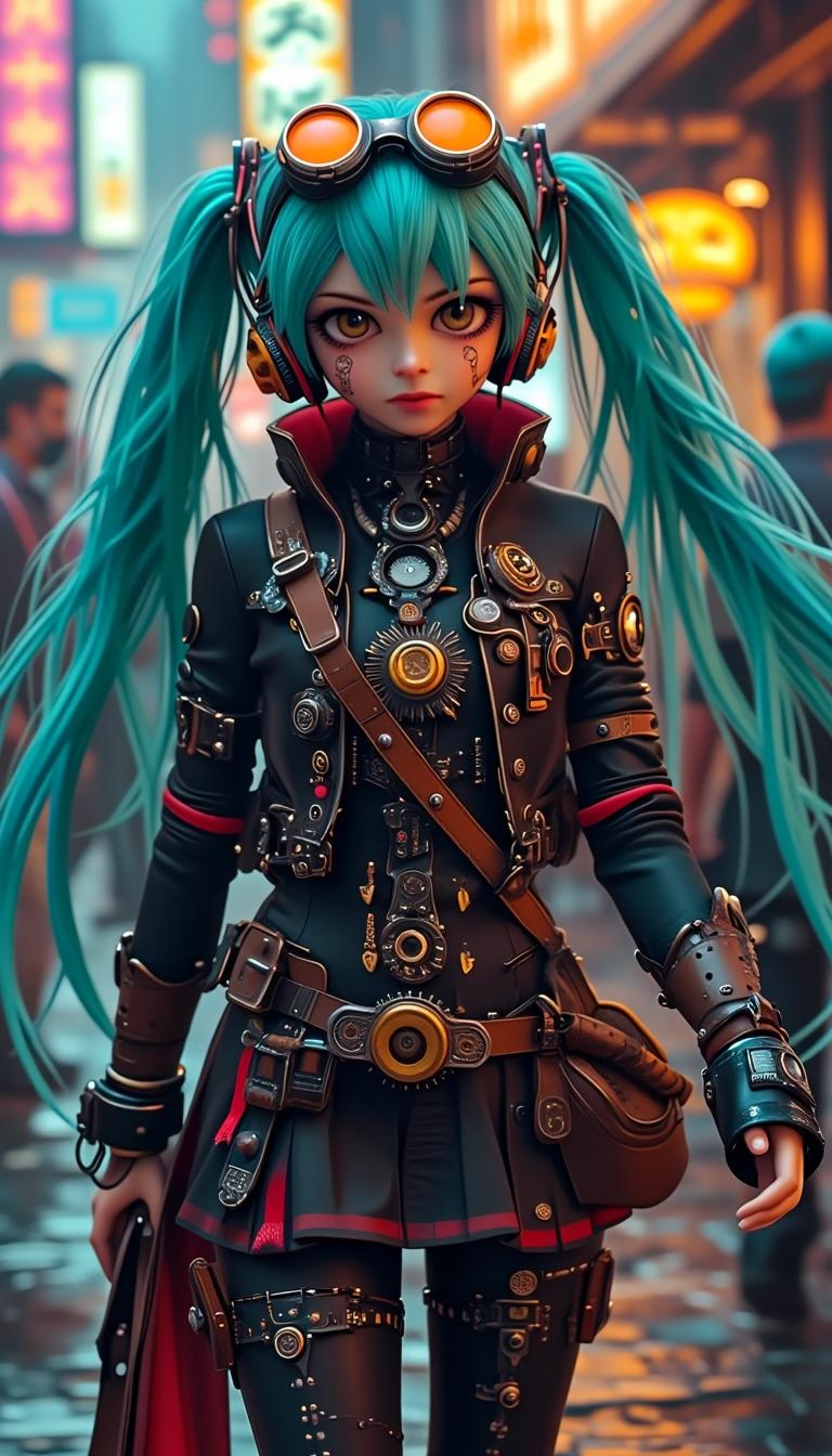 Continuation of the post Friday Miku.Steampunk - My, Friday Miku, Hatsune Miku, Flux, Steampunk, Neural network art, Нейронные сети, Stable diffusion, Reply to post, Longpost