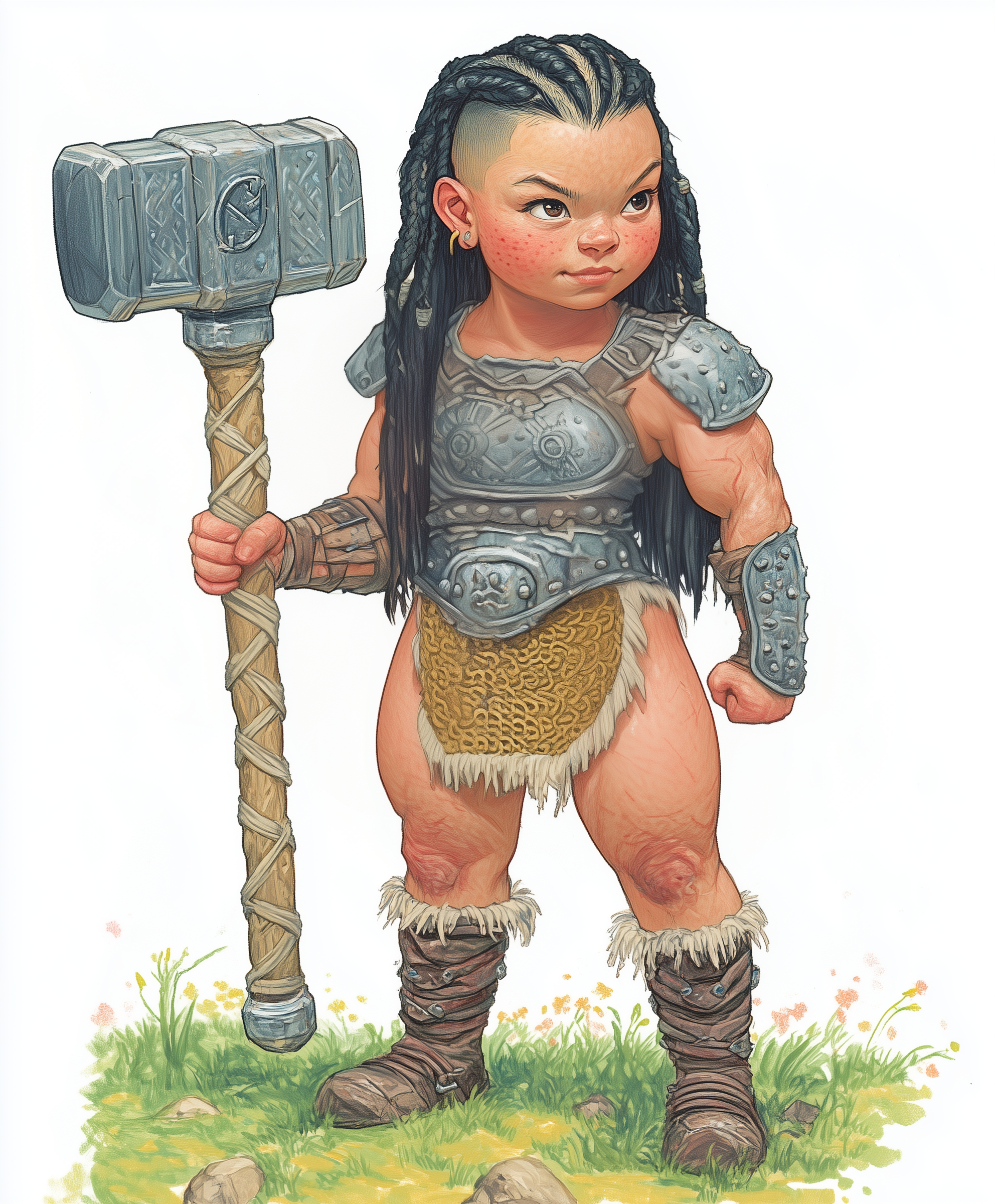 Varvara the Dwarf - My, Neural network art, Pinanoc, Midjourney, Barbarian, Barbarian, Barbara, Girls, Strong girl, Gnomes, Dungeons & dragons