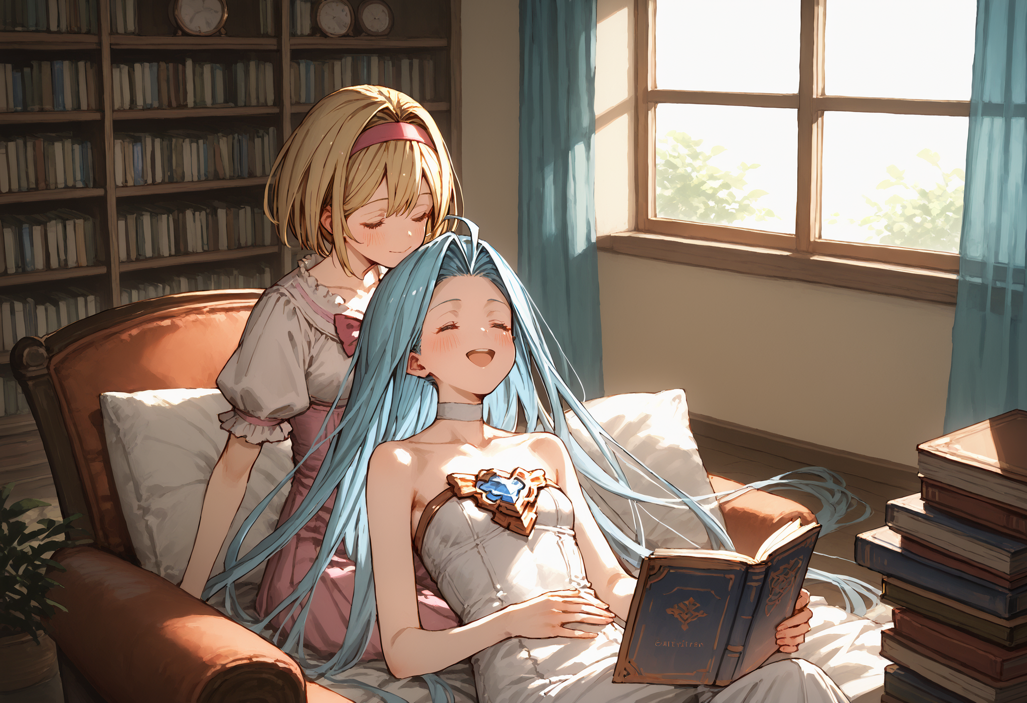 Djeeta & Lyria - Аниме, Anime Art, Granblue Fantasy, Lyria, Djeeta, Арты нейросетей, Yuri