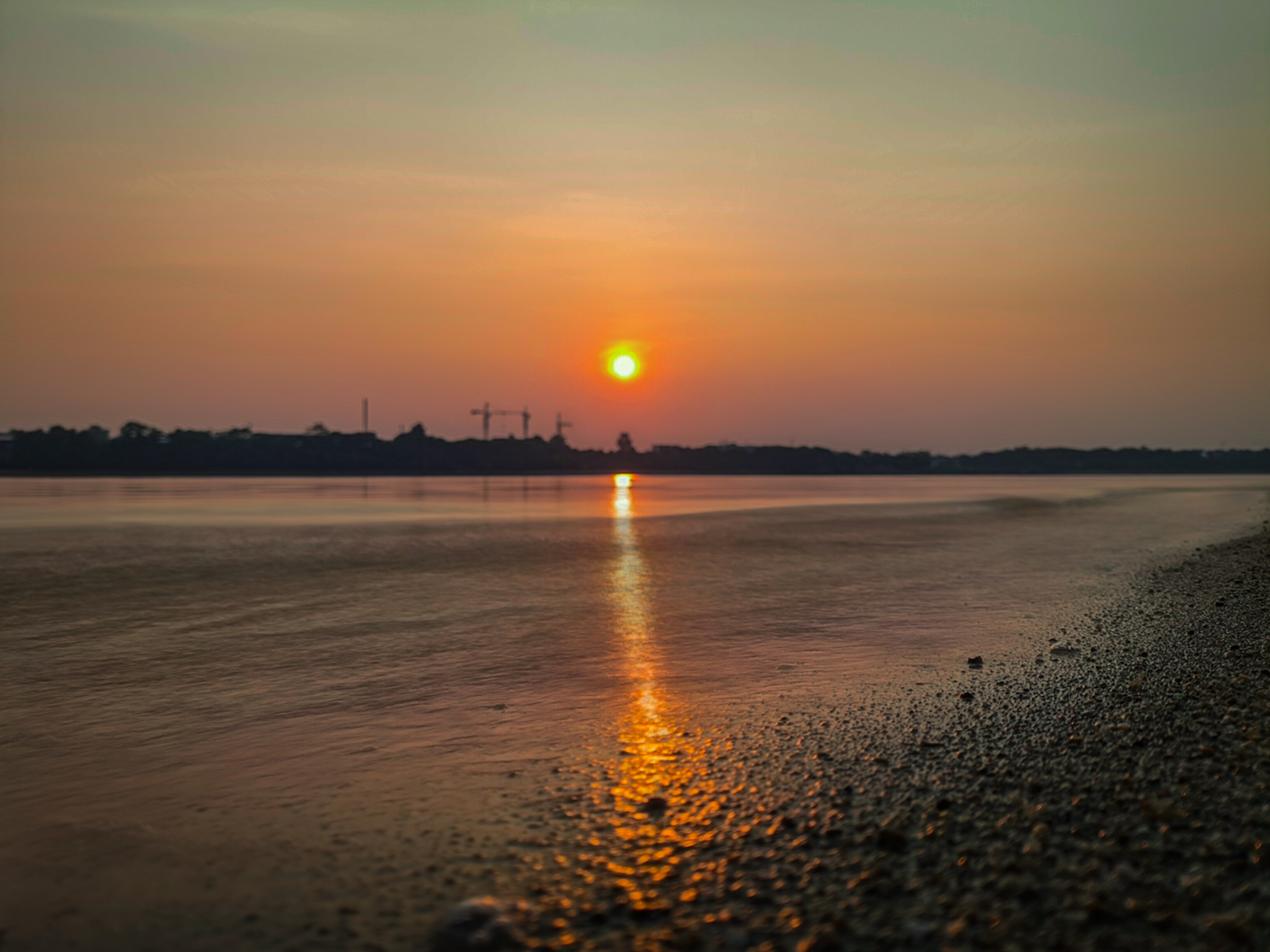 Orange Sky - My, Blagoveshchensk, Zeya, River, Amur region, Дальний Восток, Evening, Sunset, July, Heat, Mobile photography, Sky, Orange