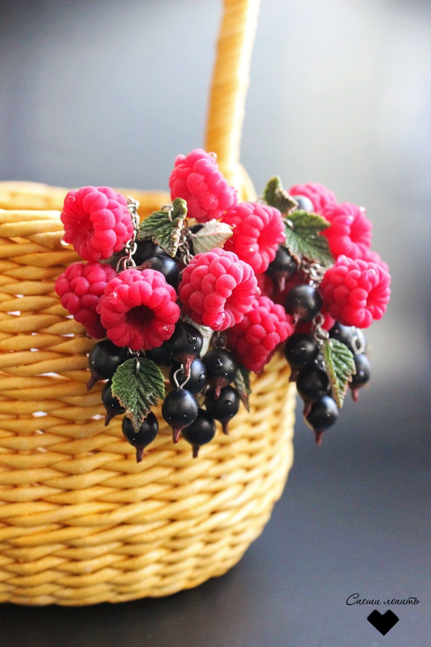 Raspberry and currant. Polymer - My, Лепка, Polymer clay, Raspberries, Currant, Brooch, Longpost