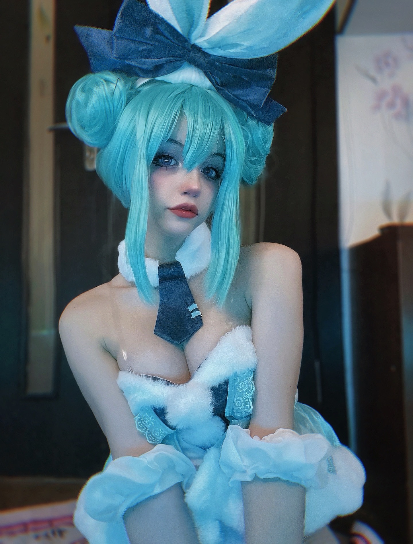 Homemade Bunny Mikusha cosplay! - My, Cosplay, Girls, Cosplayers, Anime, Hatsune Miku, Vocaloid, Bunnysuit, Bunny ears, Playboy bunny, Tie, Mikumikudance, Sweet Bunny, Bunny tail, Kawaii, Milota, Choker, Longpost