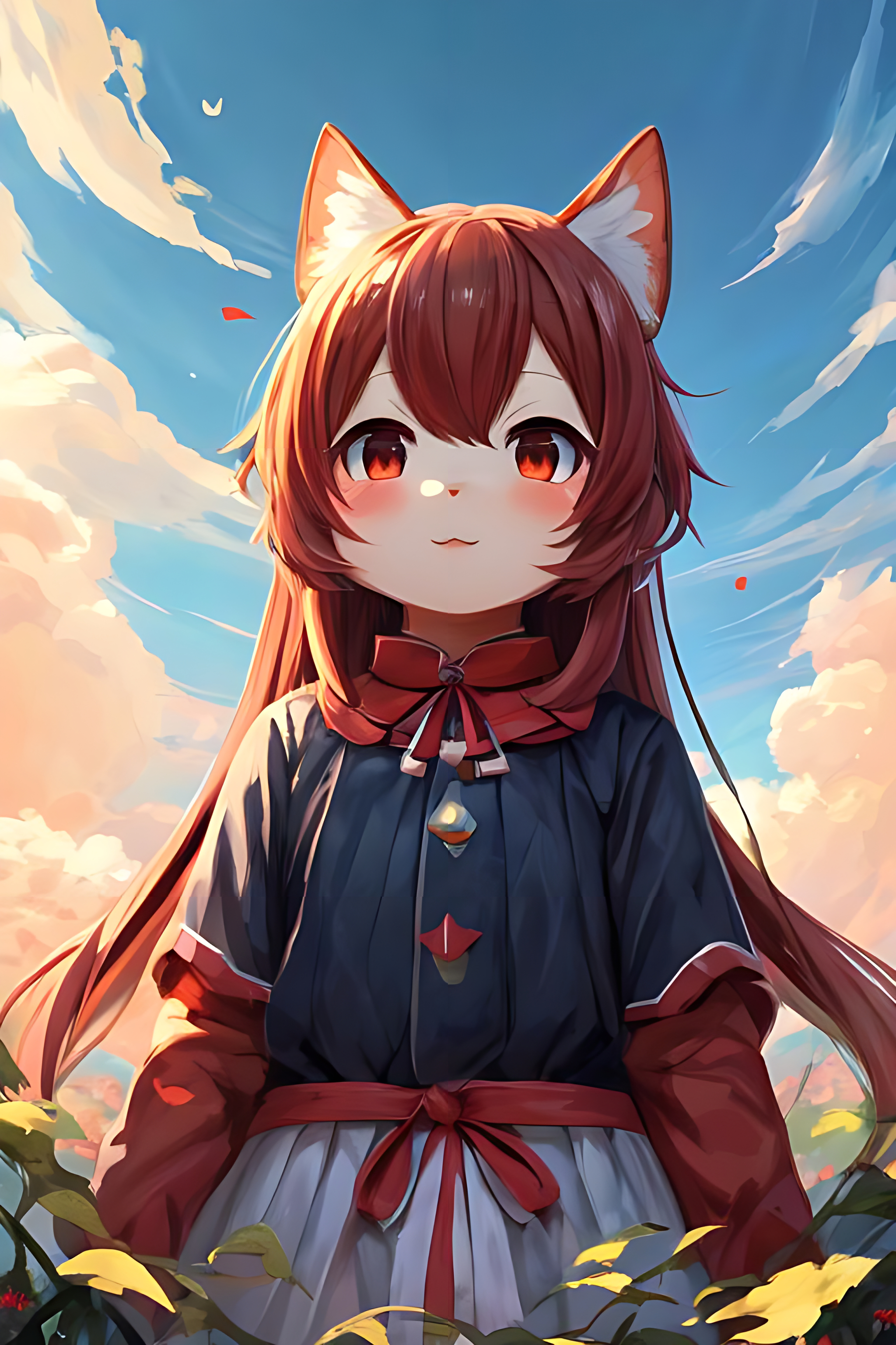 Wolfmks Neiro Art #10 - My, Neural network art, Art, Anime, Anime art, Neko, Ears, Longpost