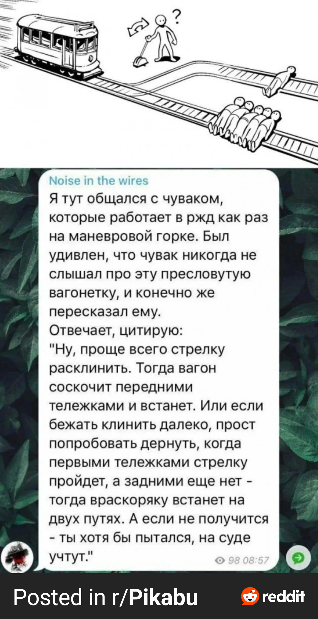 Решение моральной задачи - Reddit, Скриншот, Картинка с текстом, Проблема вагонетки