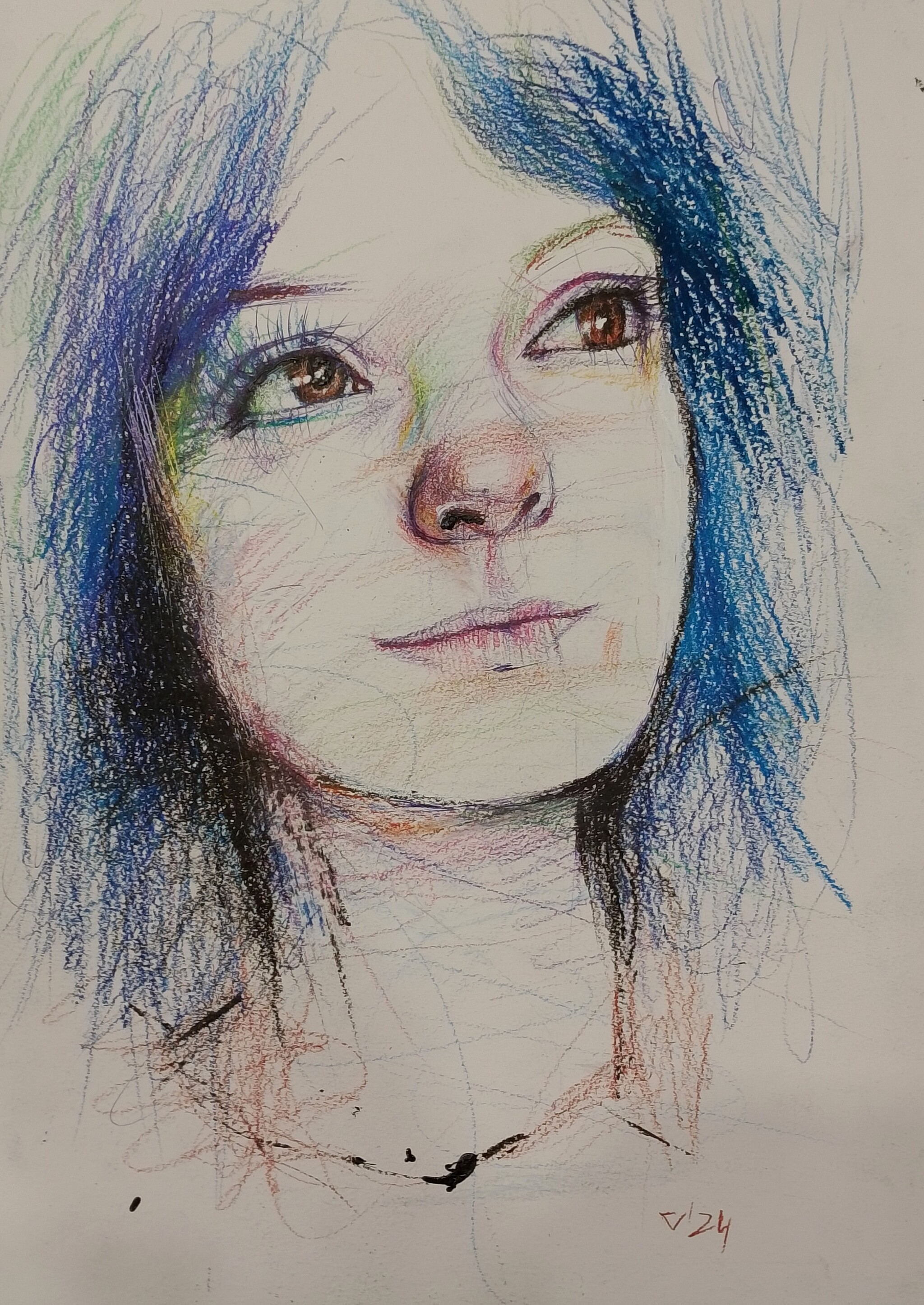 Drawing - My, Drawing, Graphics, Creation, Portrait, Sketch, Colour pencils