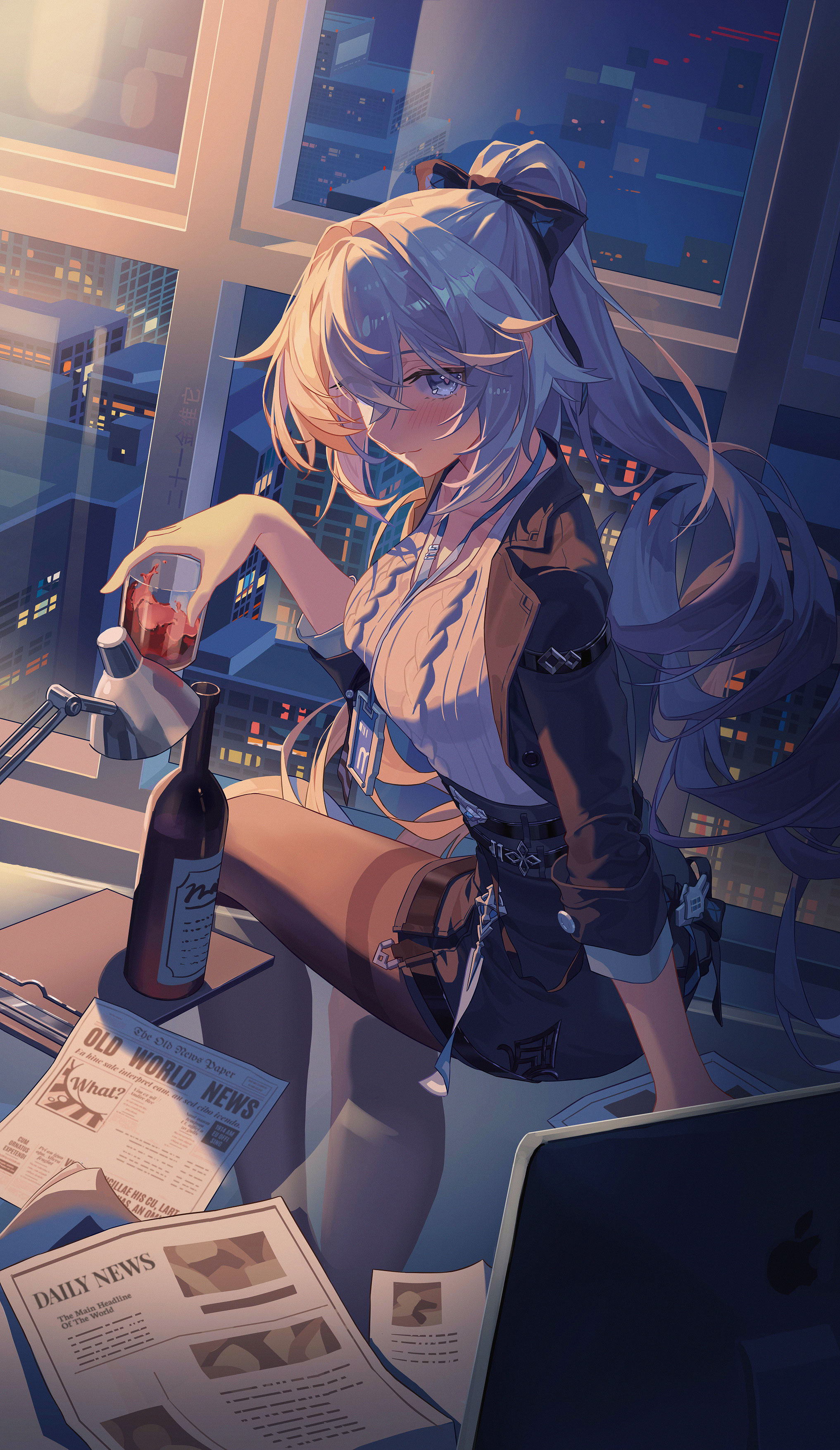 Спасибо, что ты еще со мной... - Anime Art, Аниме, Honkai Impact, Bronya Zaychik, Офисные работники