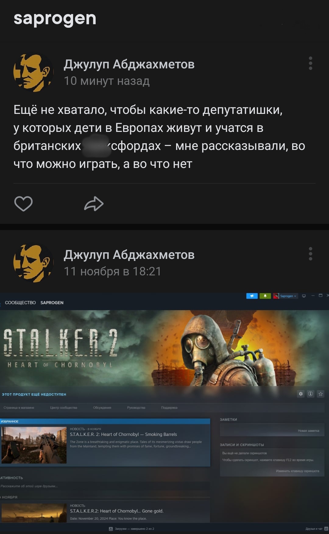 So what is he wrong about? - My, Stalker, Games, Computer games, Stupid laws, Shooter, Steam, Stalker 2: Heart of Chernobyl, Screenshot, Politics