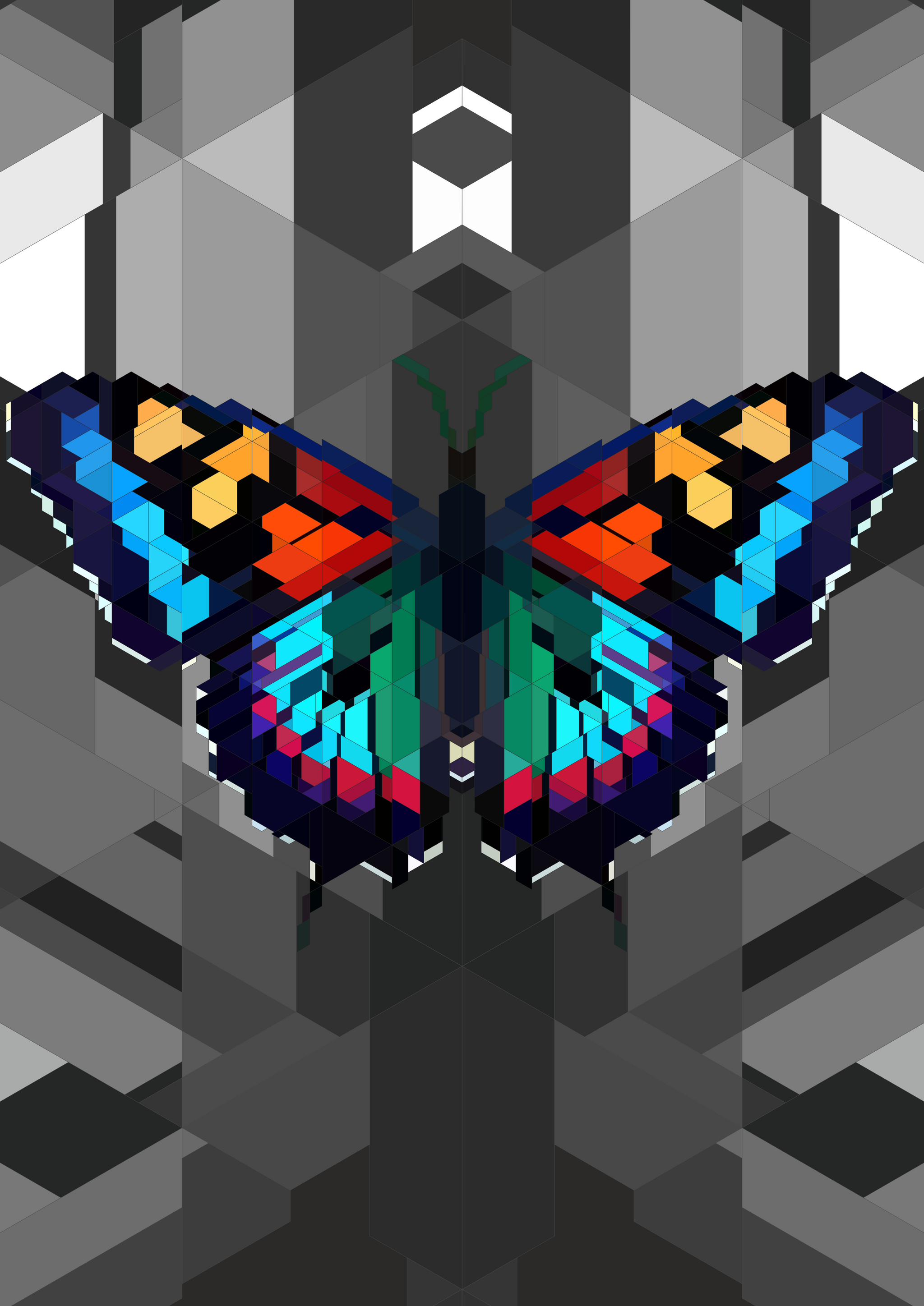 Butterfly from fragments - My, Design, Graphics, Digital, Computer graphics, 2D, Low poly, Corel draw