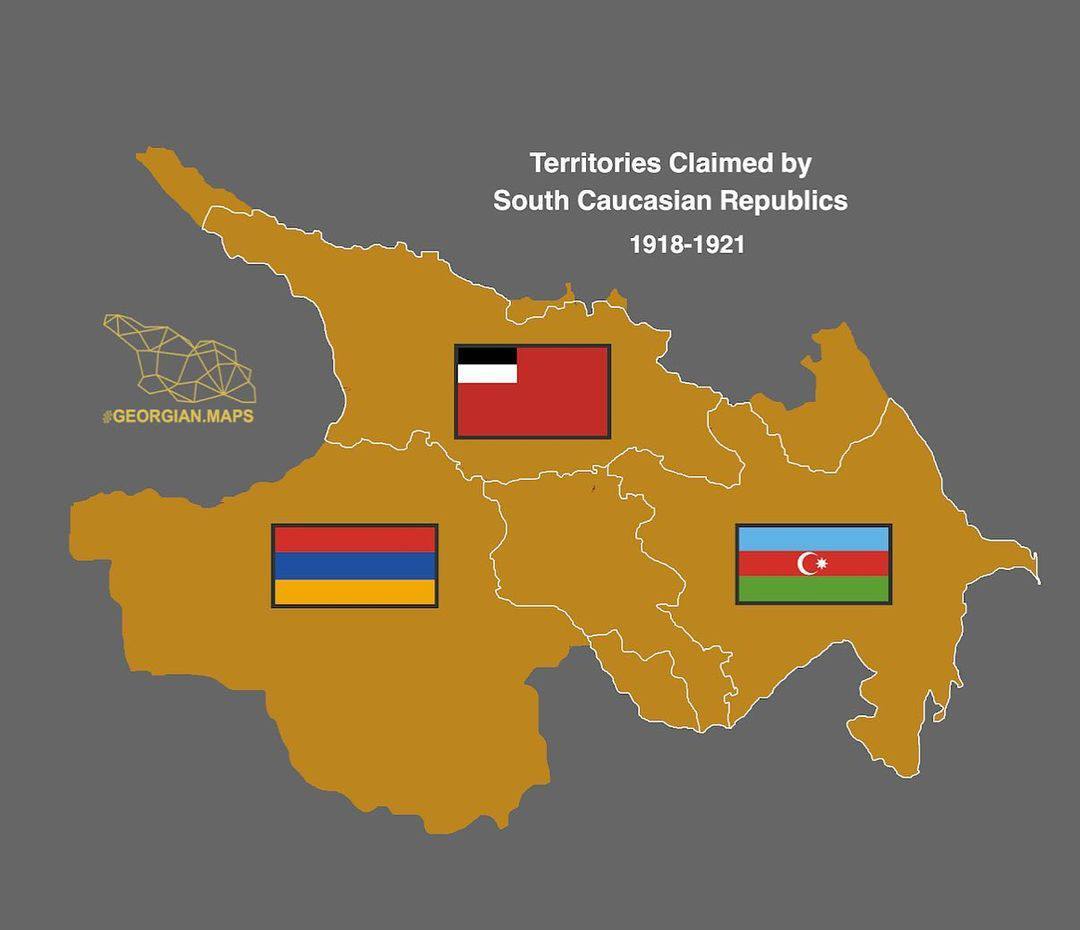 Южно-Кавказская Республика - Армения, Грузия, Азербайджан, Длиннопост, Карты