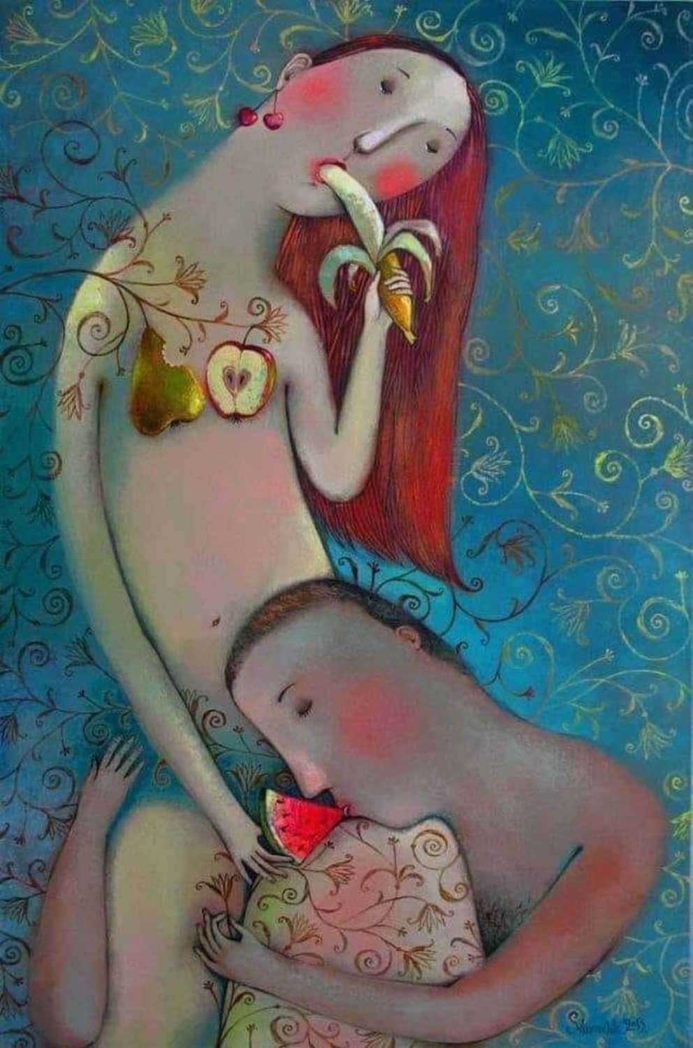 Kunislav and blowjob - Painting, Symbolism, Images, Strawberry, Watermelon, Banana