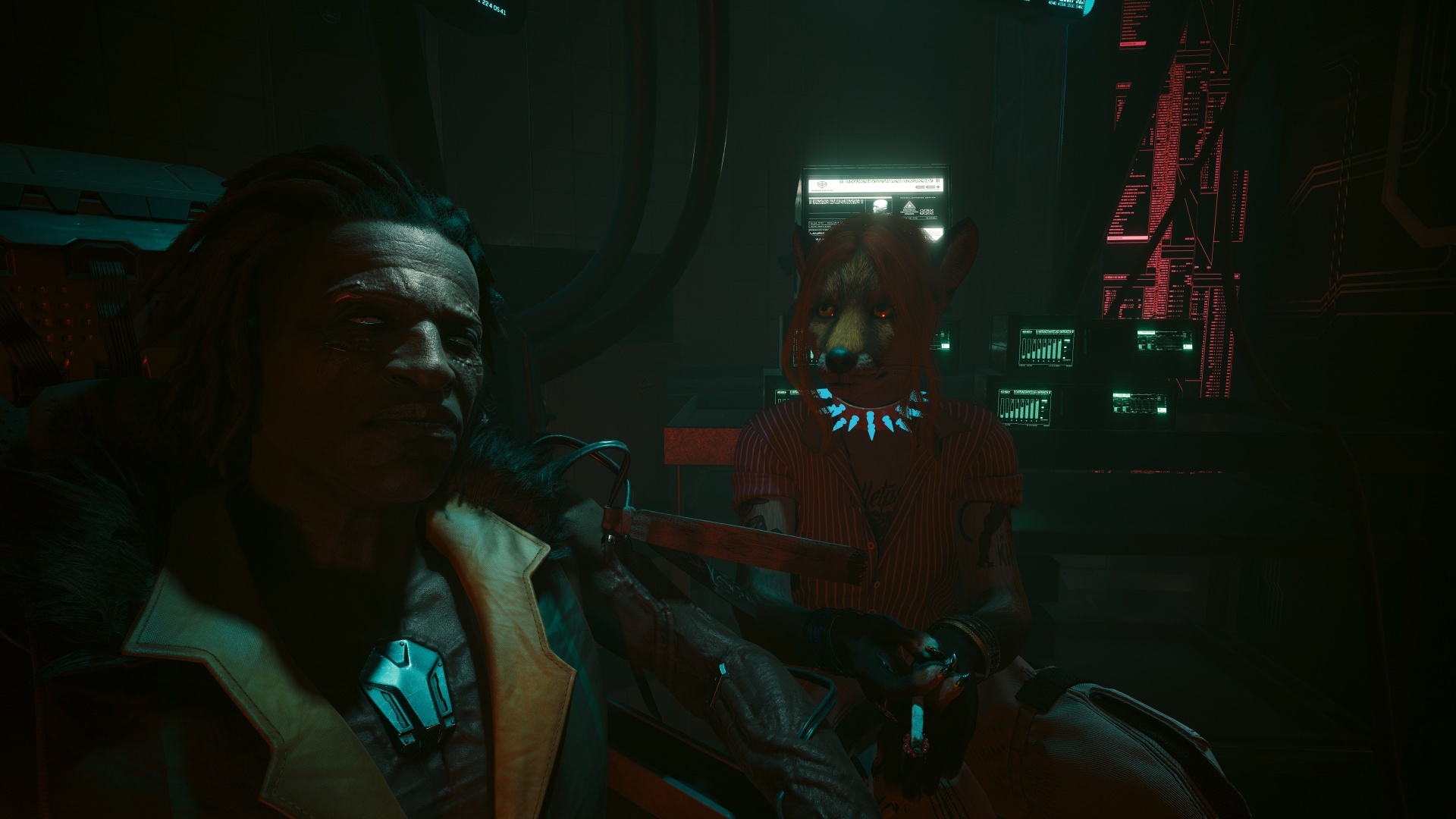 Furry in Cyberpunk 2077 #30 Foxy V Biosculpted Exotics Mod + Biosculpted Exotics Retexture and Fixes + JB - TPP MOD WIP third person - My, Furry, Cyberpunk 2077, Screenshot, Fashion, Longpost, Fox, Furry fox