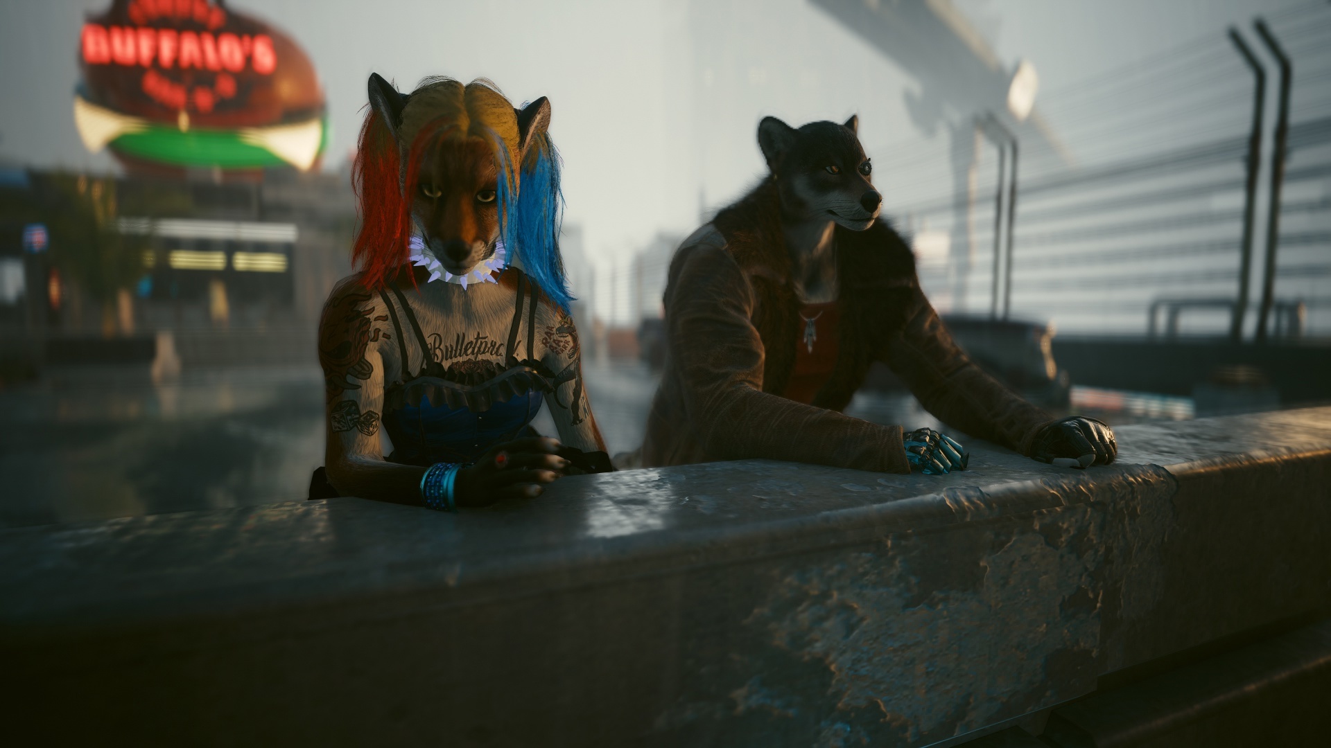 Furry in Cyberpunk 2077 #30 Foxy V Biosculpted Exotics Mod + Biosculpted Exotics Retexture and Fixes + JB - TPP MOD WIP third person - My, Furry, Cyberpunk 2077, Screenshot, Fashion, Longpost, Fox, Furry fox