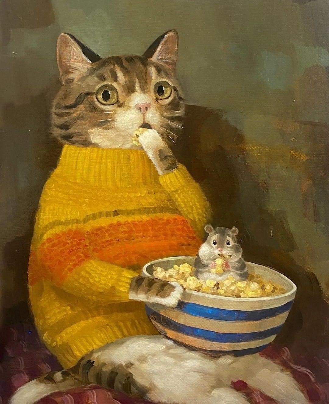 Friends - cat, Painting