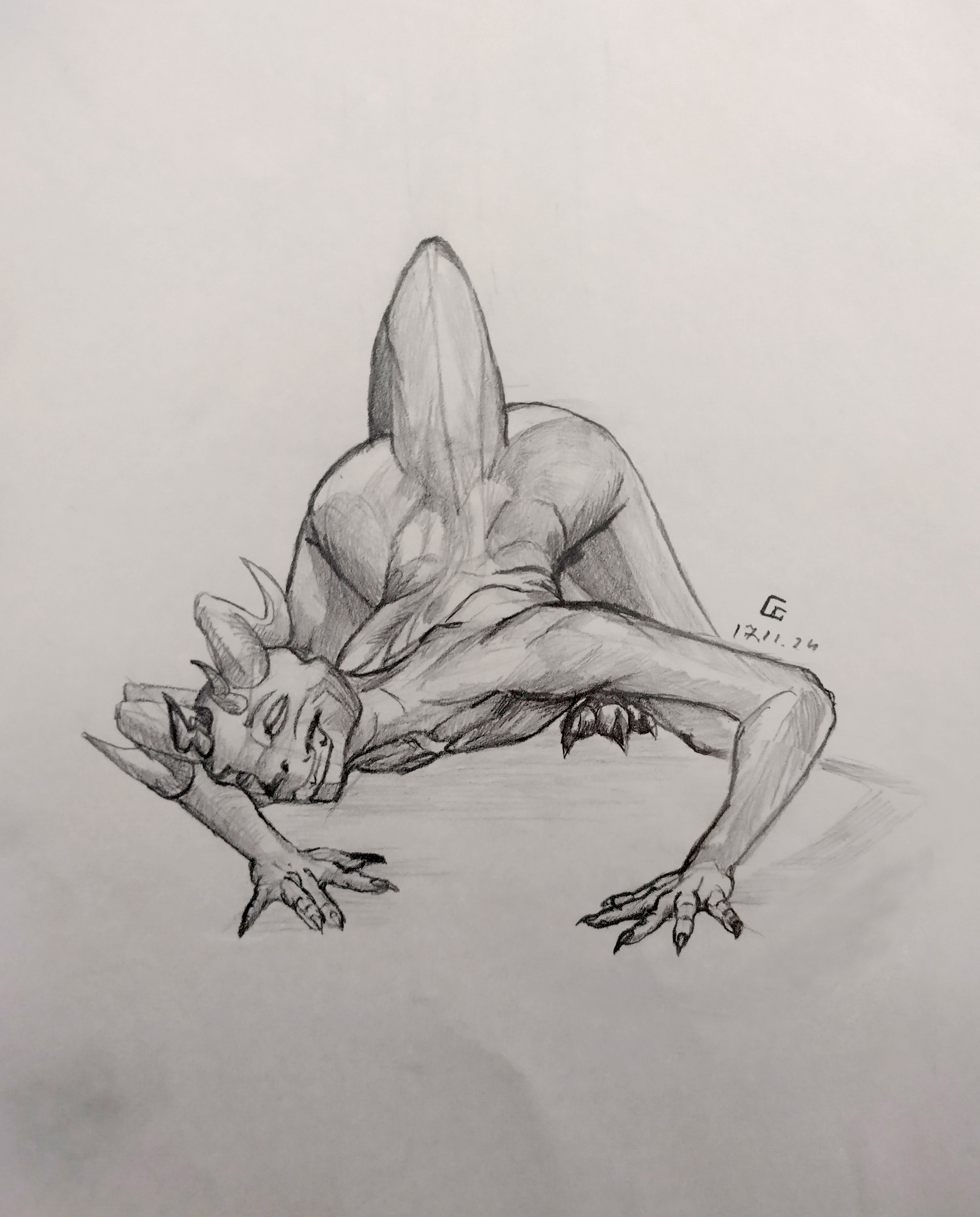 Reptile - My, Painting, Pencil drawing, Gudvinart, Furry art, Kobold