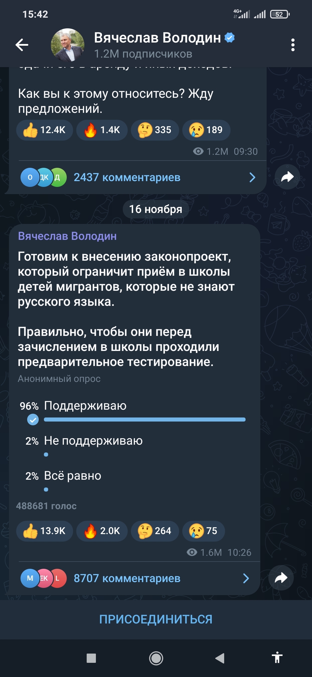 Ответ на пост «Володин запустил опрос об ограничении приёма в школы мигрантов, не знающих язык» - Политика, Совет Федерации, Вячеслав Володин, Миграционная политика, Школа, Опрос, Текст, Telegram (ссылка), Мигранты, Русский язык, Образование, Воспитание, Глупость, Ответ на пост, Длиннопост