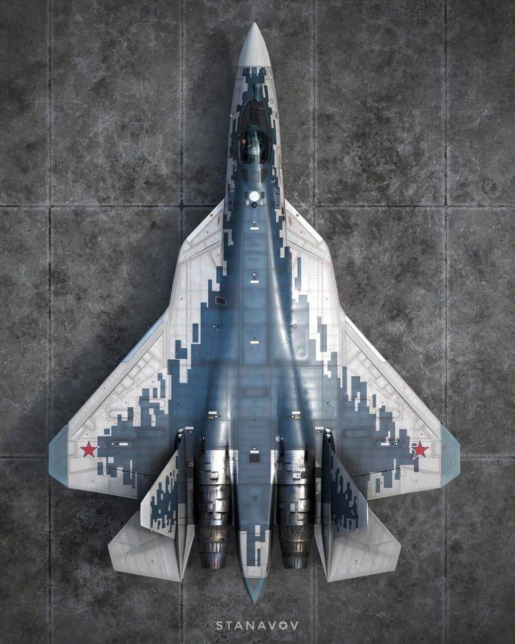 Su-57 - Aviation, Airplane, Military aviation, Fighter, Sou, Military equipment, Su-57, Render, 3D modeling