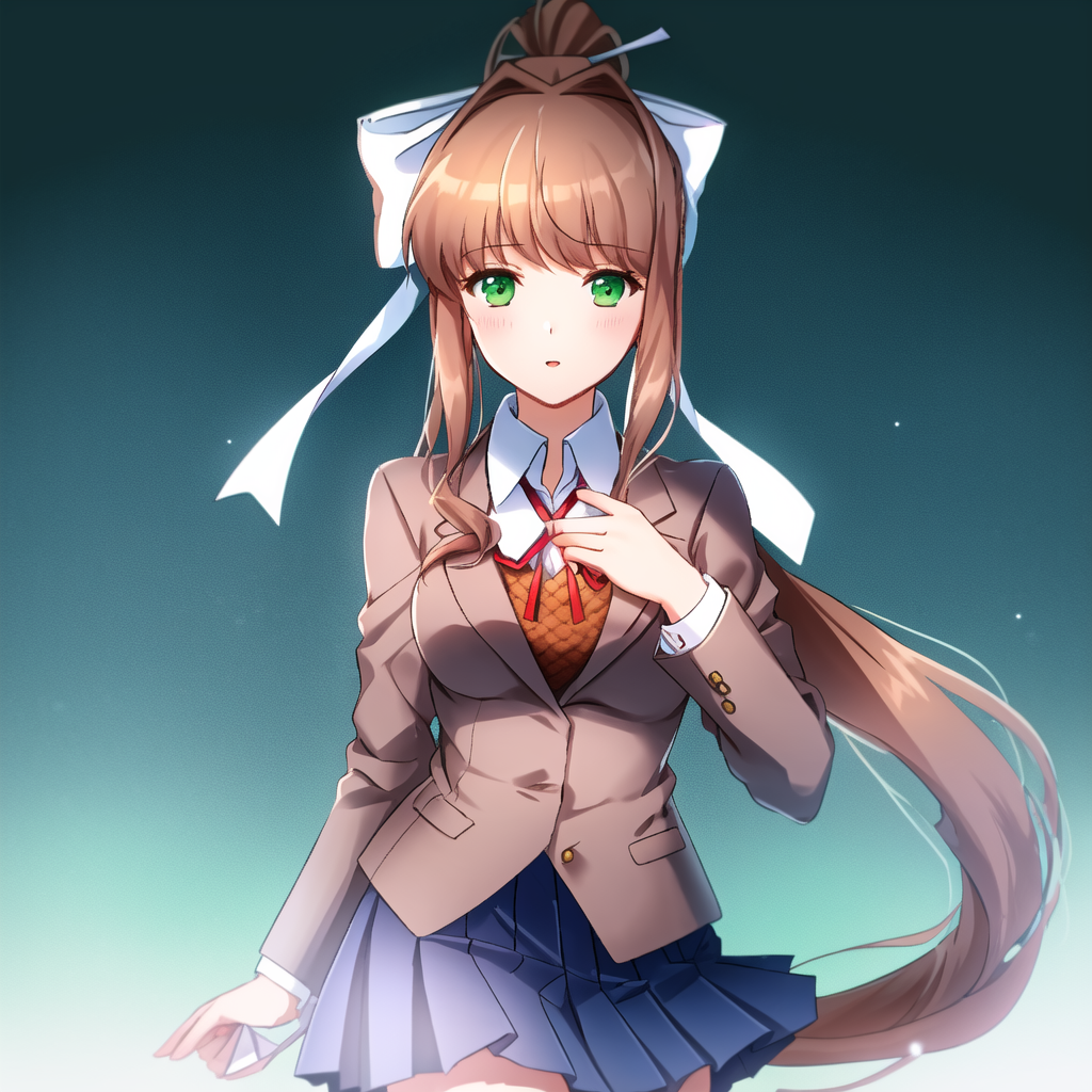 Just Monika - Моё, Anime Art, Аниме, Stable Diffusion, Арты нейросетей, Just monika, Monika, Doki Doki Literature Club