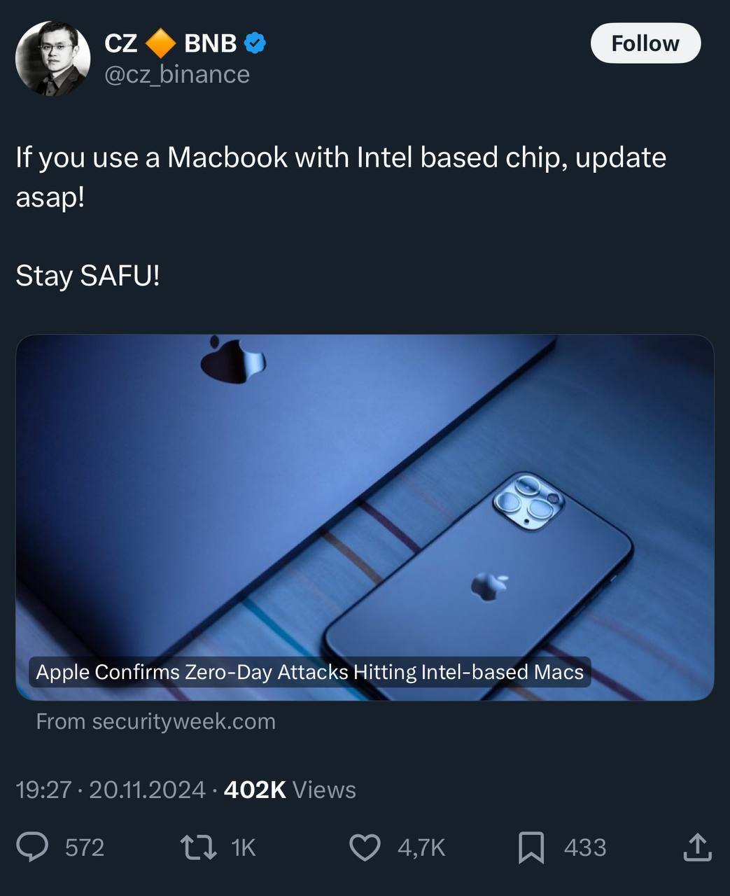 Владельцам MacBook на Intel грозит опасность - Технологии, Microsoft, Информационная безопасность, Программа, Стартап, Google, Telegram (ссылка)