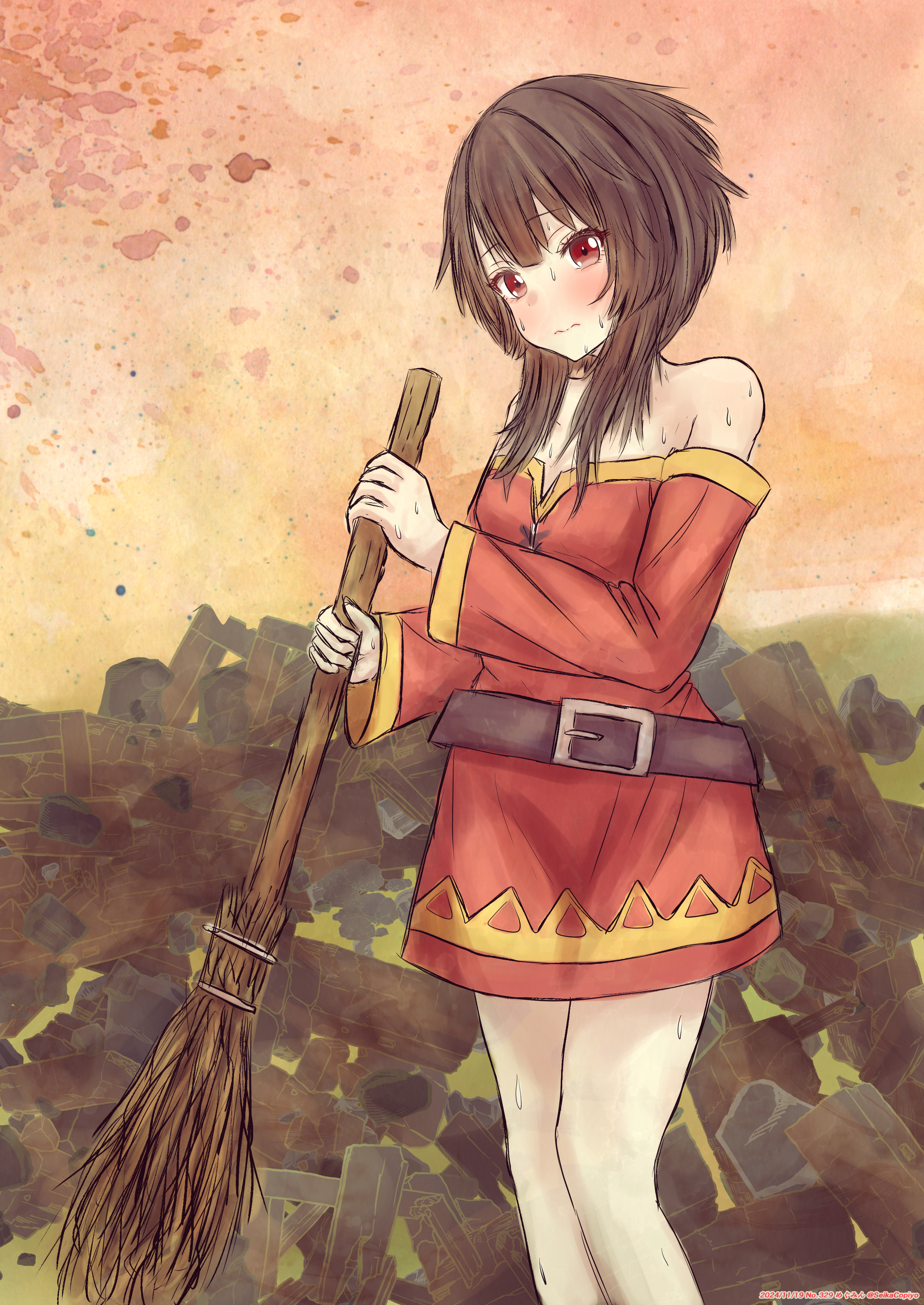 Street cleaner - Anime, Anime art, Megumin, Konosuba