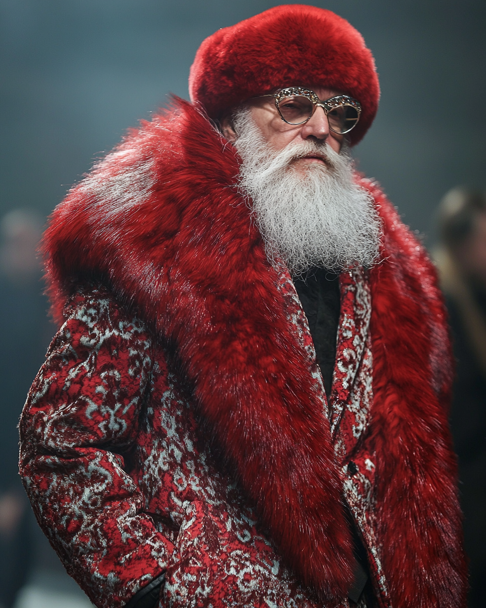 Ai Fashion show with Santa Claus - My, Нейронные сети, Artificial Intelligence, Midjourney, Neural network art, Father Frost, New Year, Fashion, Longpost